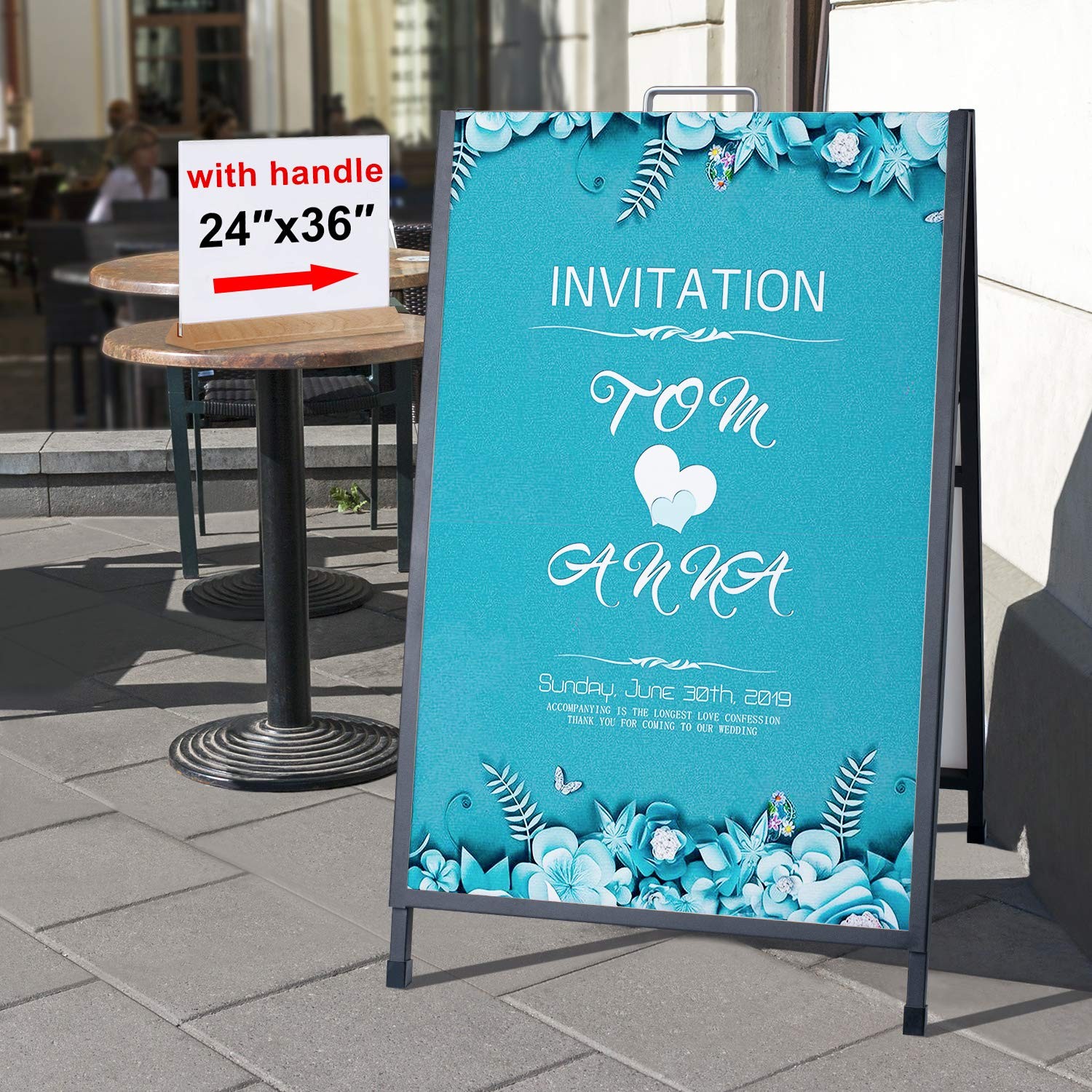 AKTOP Heavy Duty A-Frame Sidewalk Sign 24×36 Outdoor Double-Sided Metal