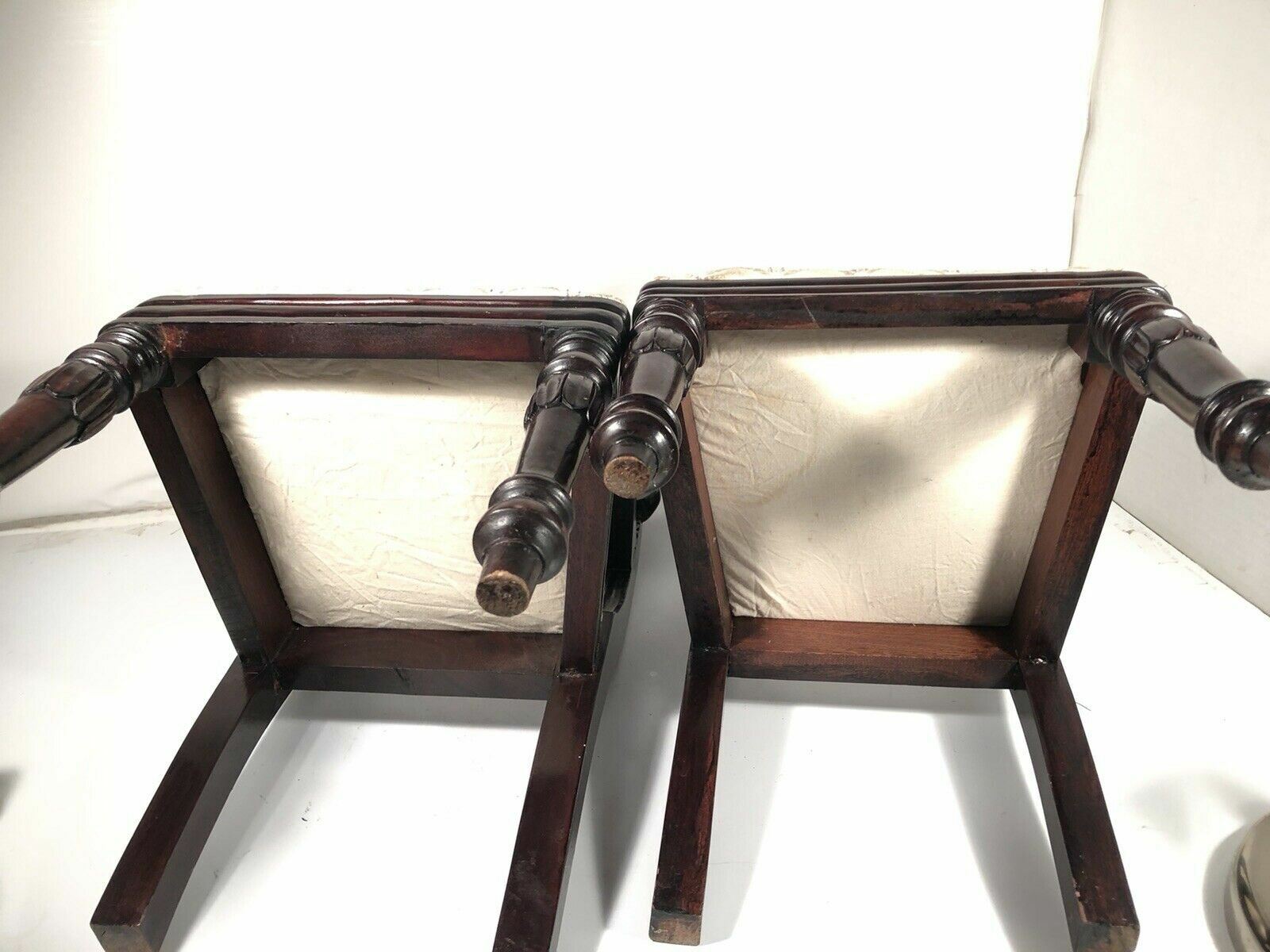 Salesman Sample Vintage Pair Matching Wood Carved Armchairs Doll Display Seats