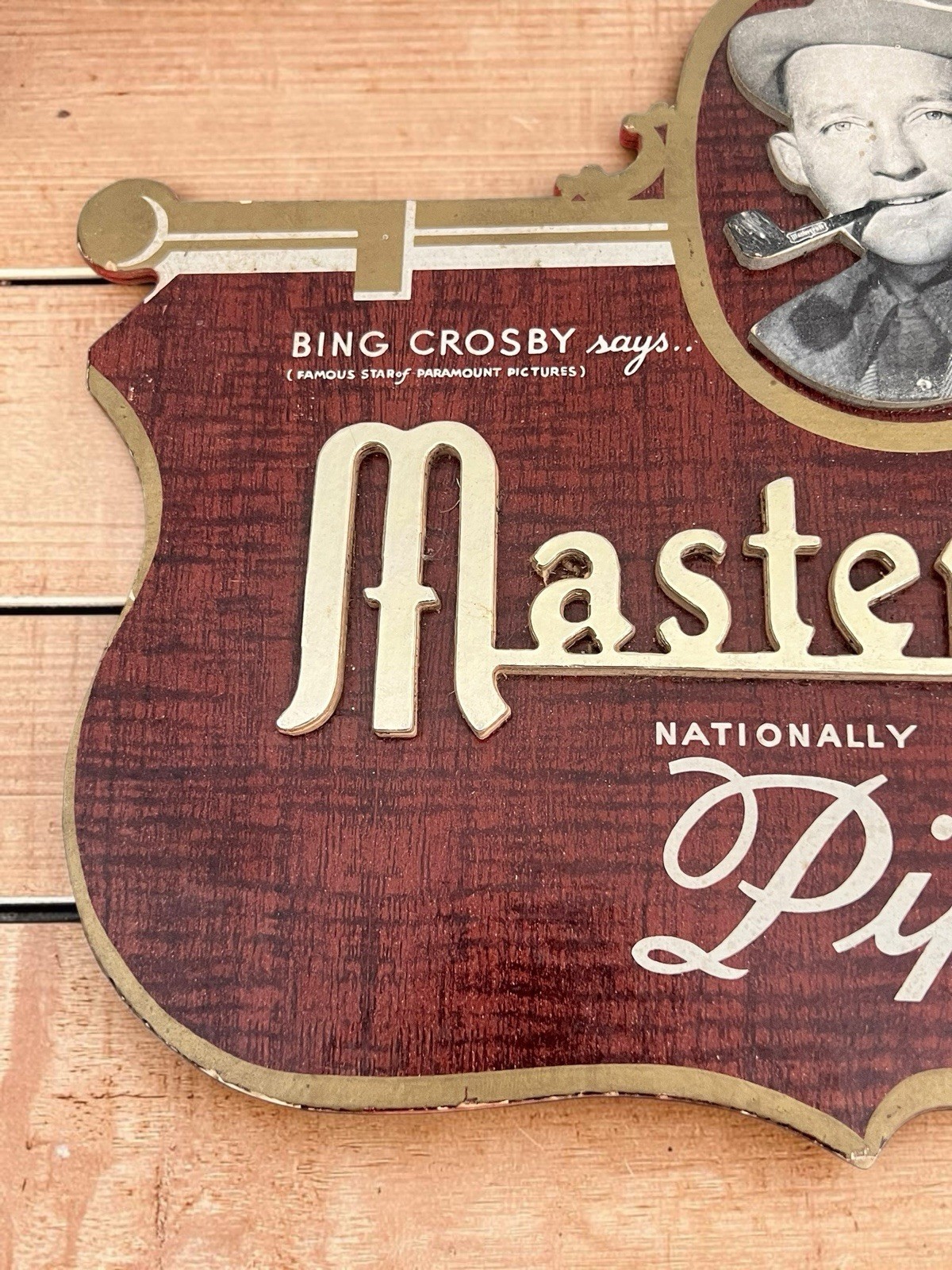 Vintage 1950s Mastercraft Pipes Bing Crosby Cardboard Store Display Sign Die-Cut