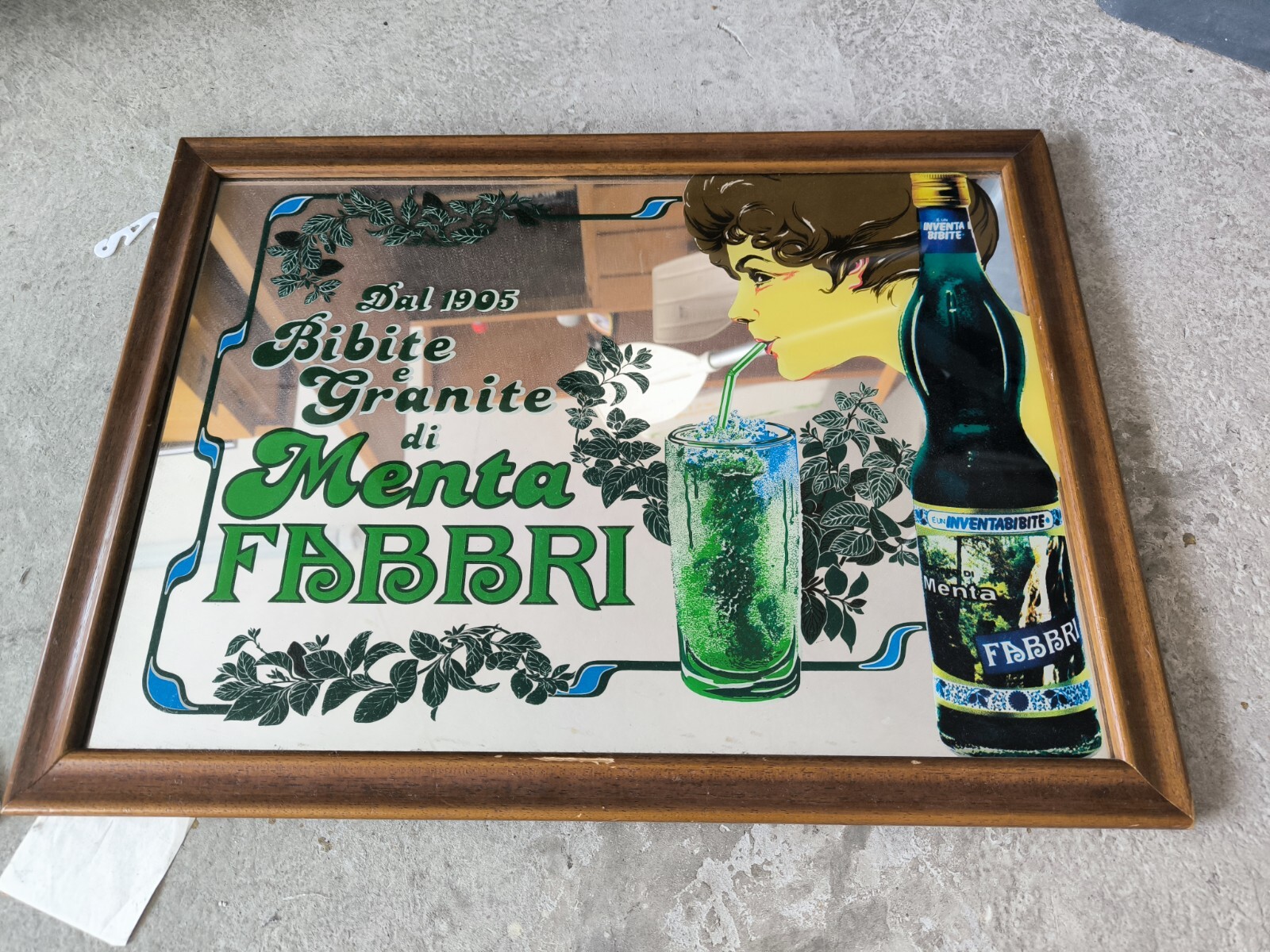 vintage advertising mirror MINTA FABBRI 46x60cm original 80’/90′