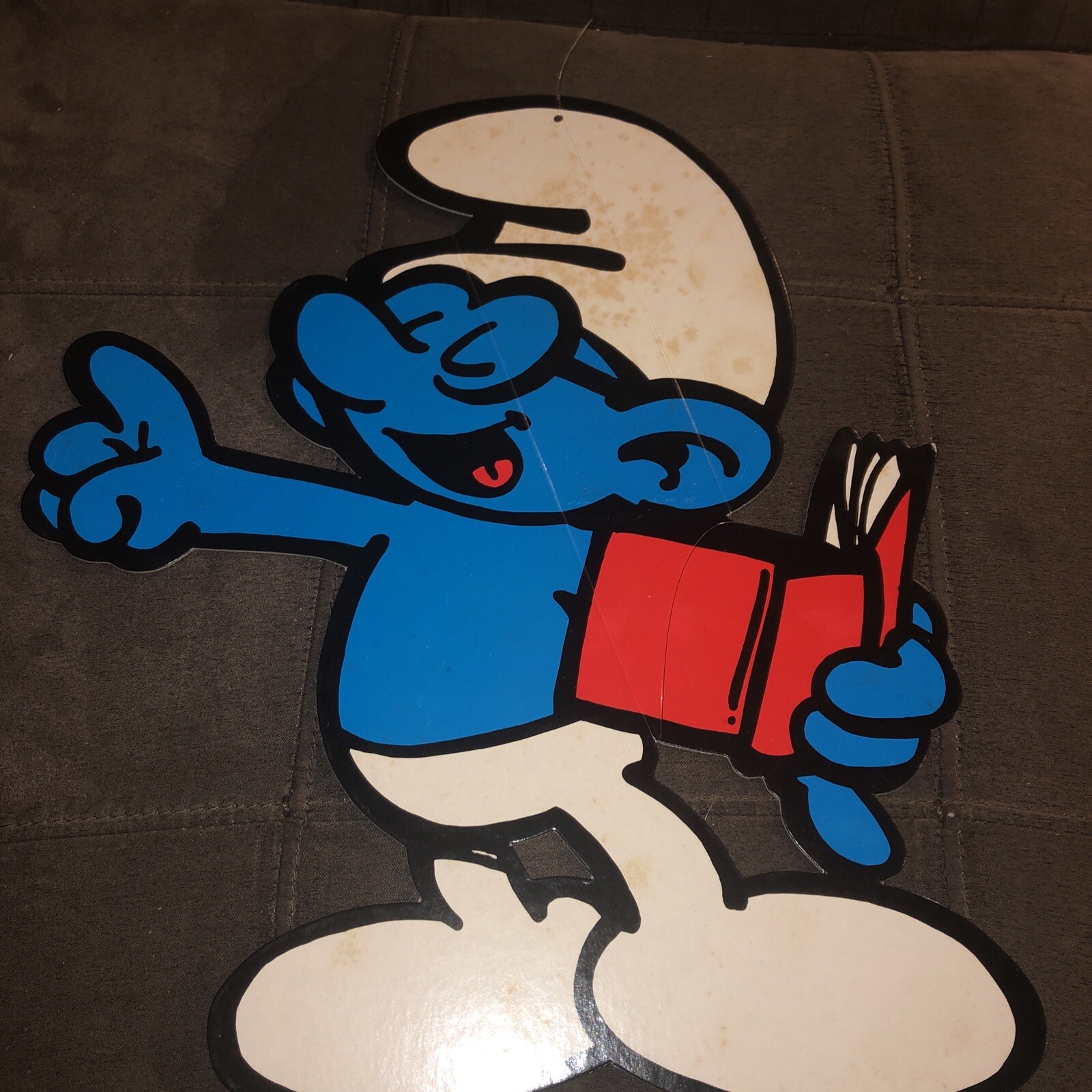 Vintage Double Sided Smurfs Store Retailers Sign Cardboard Rare Book Smurf
