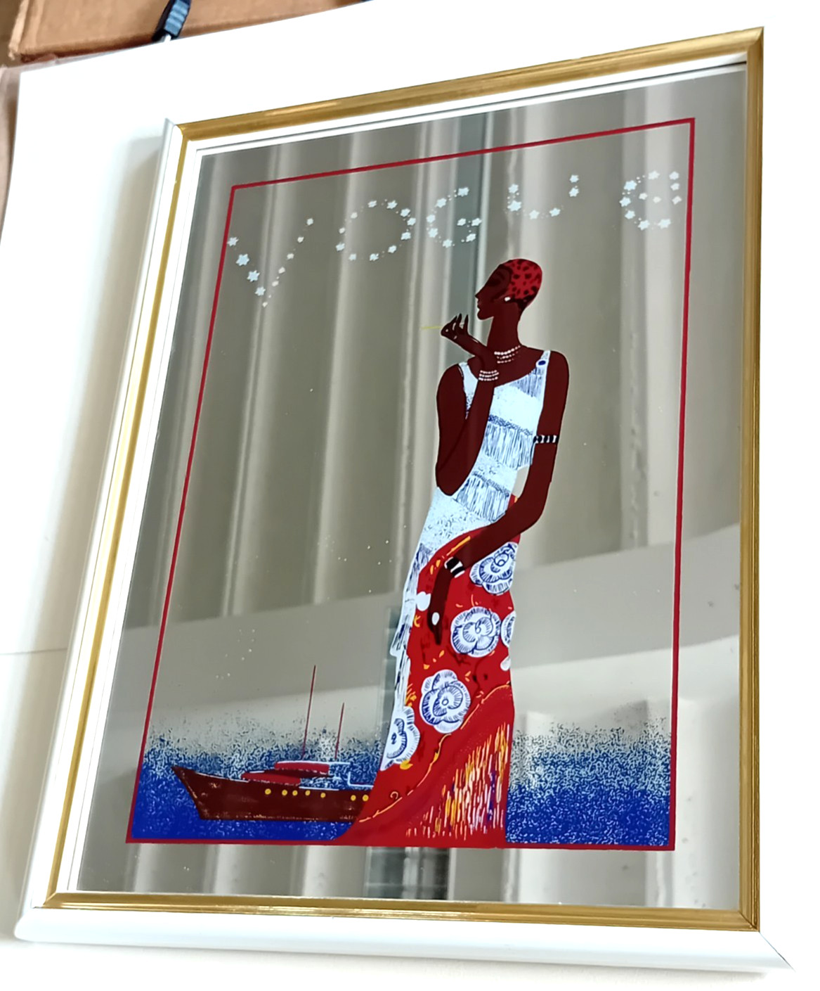 Vintage Mirror Vogue Illustration Eduardo Benito 1926 Art Deco Fashion Art