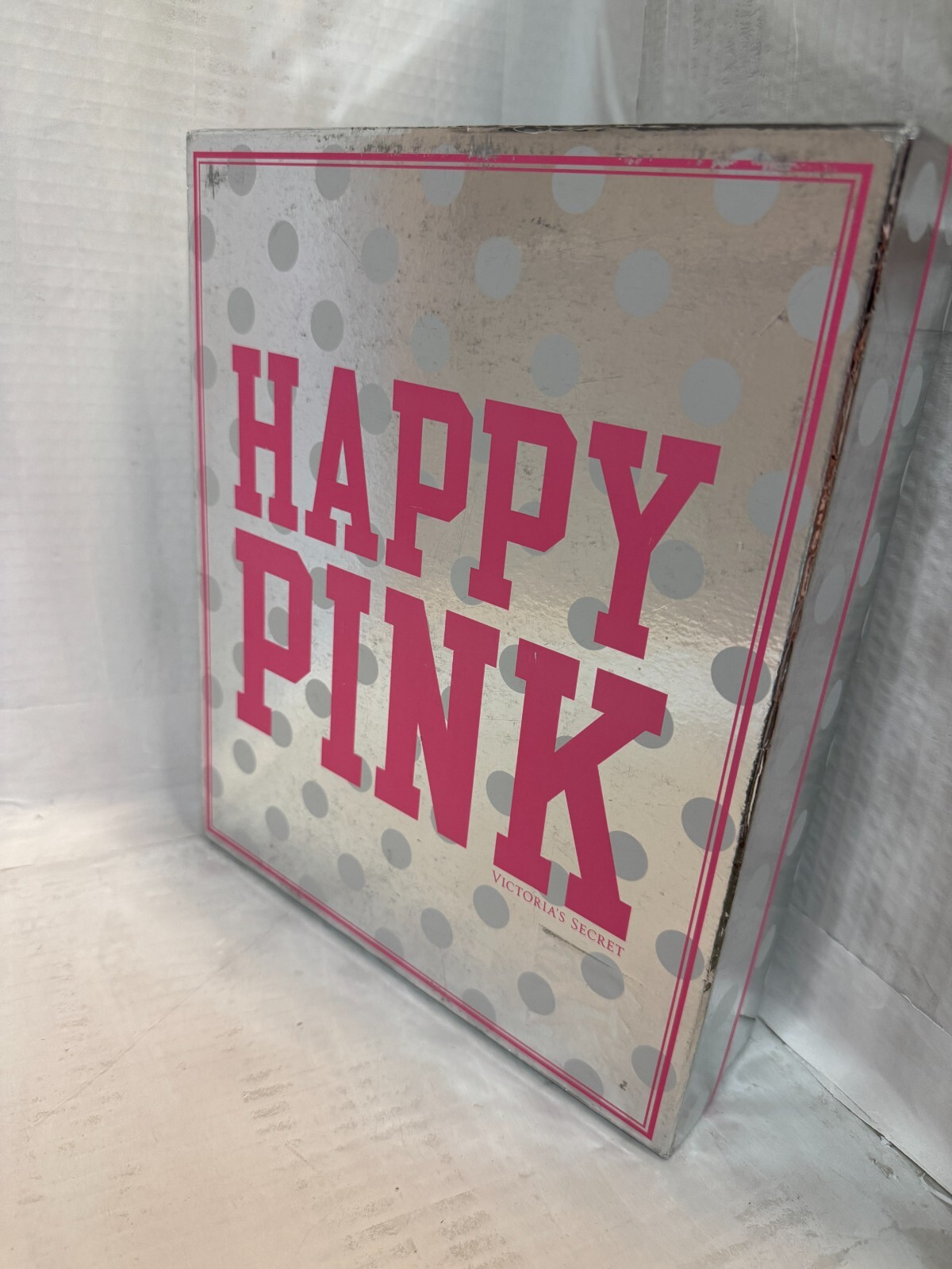 Victoria’s Secret PINK Vintage Happy Pink Storage Display Collectible Sliver Box