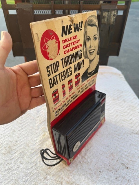 Vintage Battery Charger General Store Counter Advertising Display Card Sign