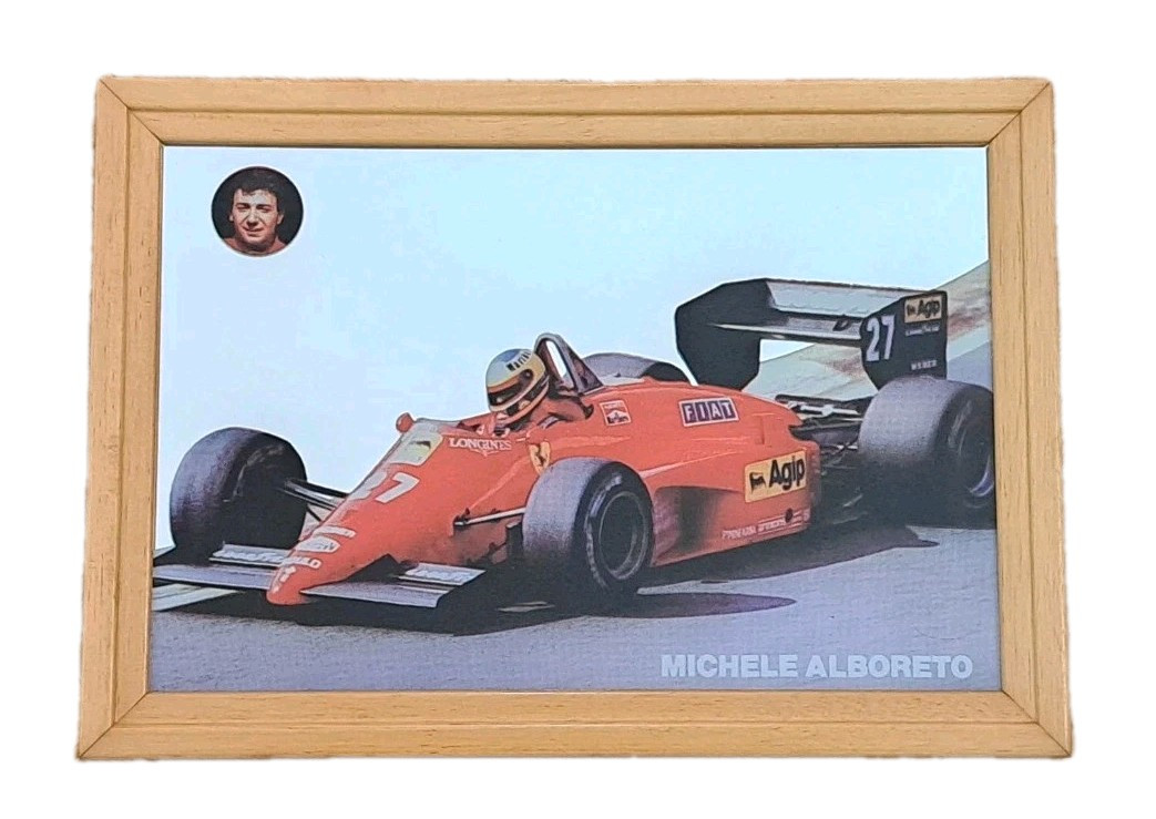 FERRARI AUTO CAR FORMULA 1 ALBORETO-80′-VINTAGE MIRROR FRAME/FRAME