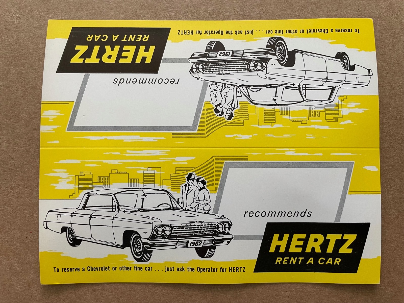 Vintage 1962 HERTZ Rent A Car Store Display Sign CHEVROLET IMPALA #1