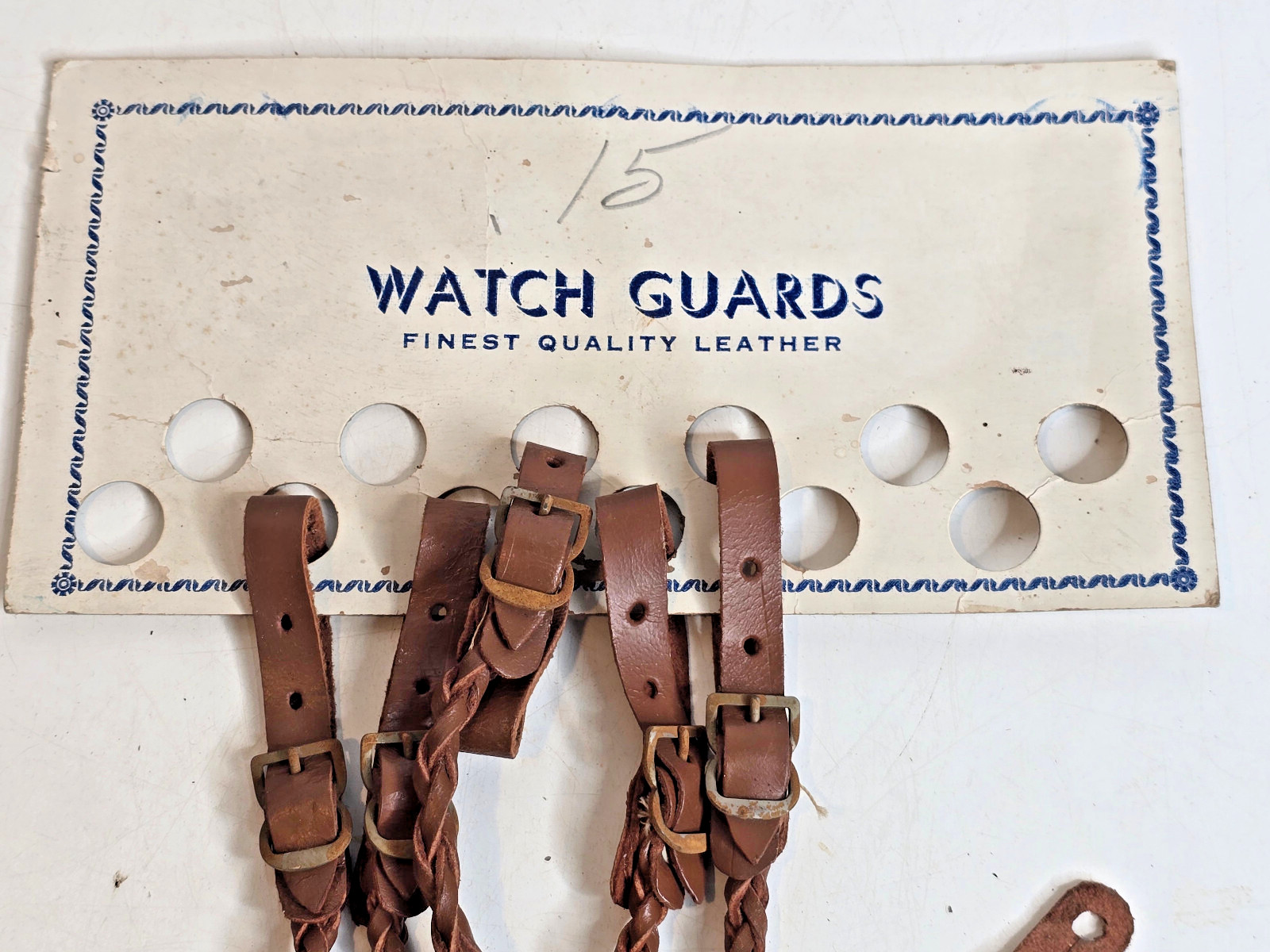 Vintage Braided Leather Watch Guards with Store Display