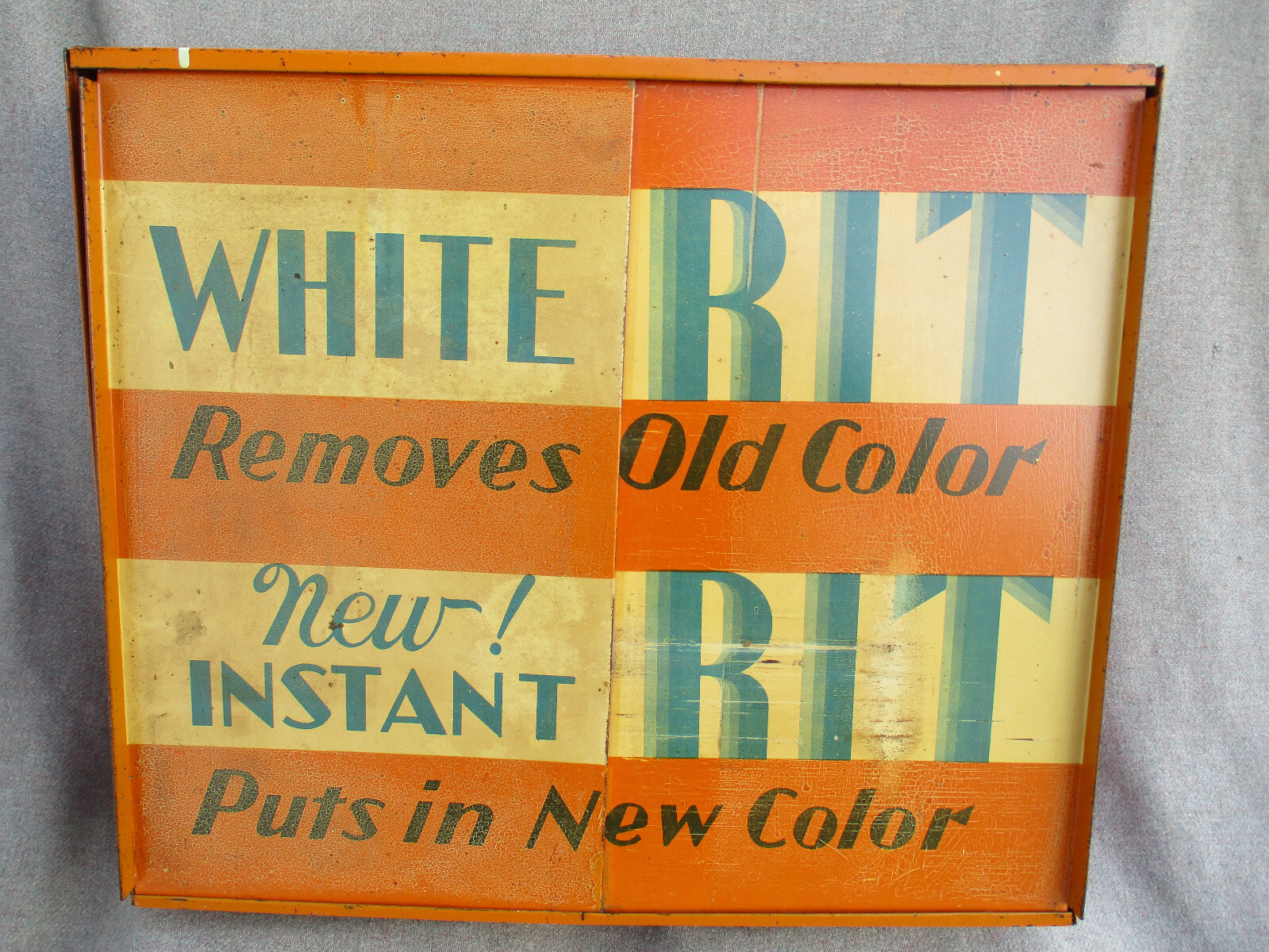 VINTAGE ANTIQUE TIN LITHO RIT DYE STORE COUNTERTOP DISPLAY CABINET
