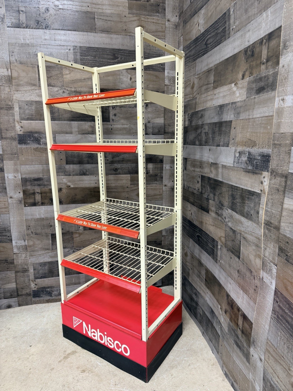 Vtg Nabisco Commercial Store Display Stand Large Red White Unique Bookcase Metal