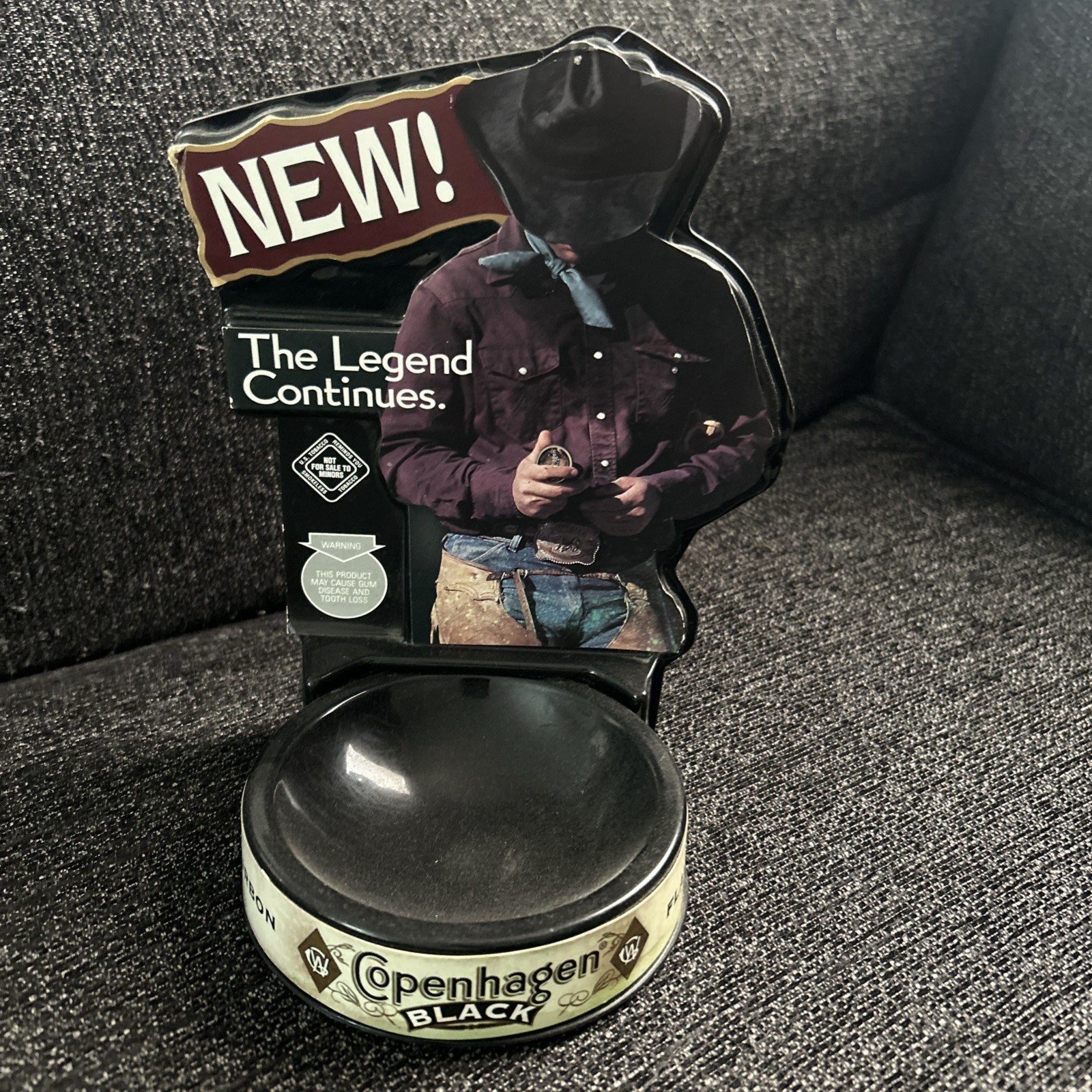 Copenhagen Black Vintage Take A Penny Plastic Store Counter Display 2001 Cowboy