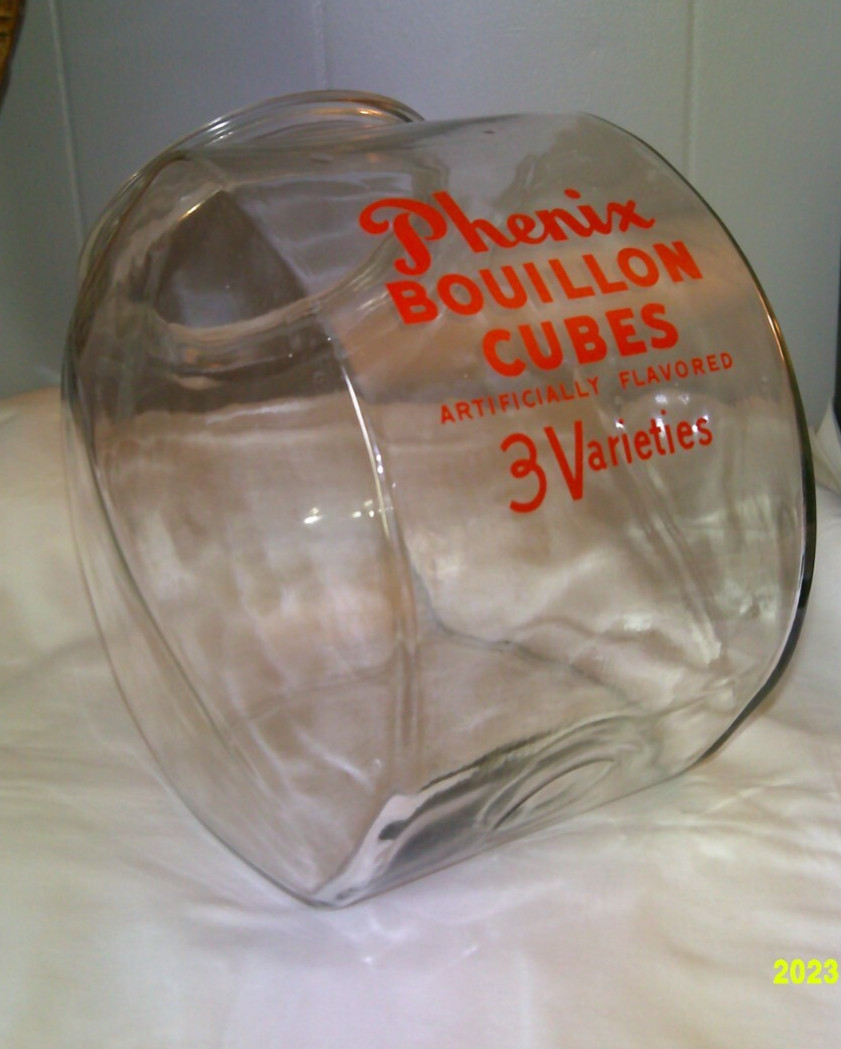 Vintage Phenix Bouillon Cubes Advertising Counter Display Canister Jar