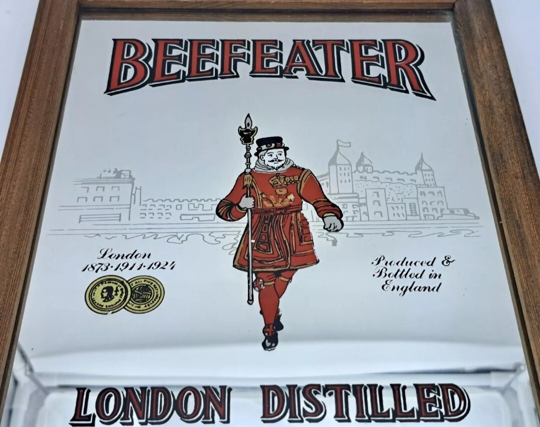 MIRROR FRAME-BEEFEATER LONDON DISTILLED GIN-MIRROR PAINTING PICTURES-VINTAGE