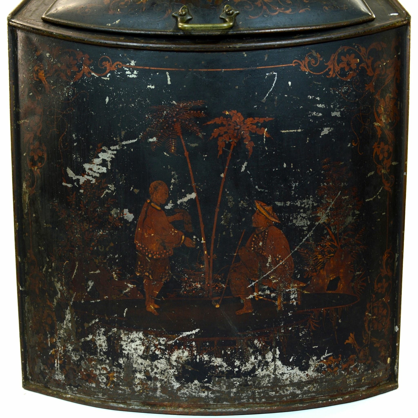 Antique “BELFAST CEYLON” TEA BIN Japanned & Litho LARGE STORE CONTAINER So Rare!