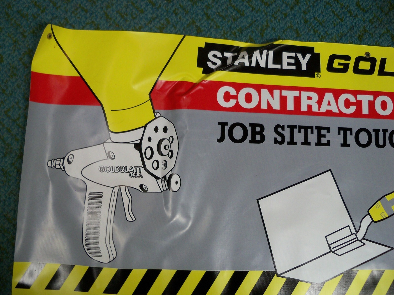 STANLEY Goldblatt TOOLS ADVERTISING SIGN HARDWARE STORE VTG DISPLAY Vinyl 2×5 ft