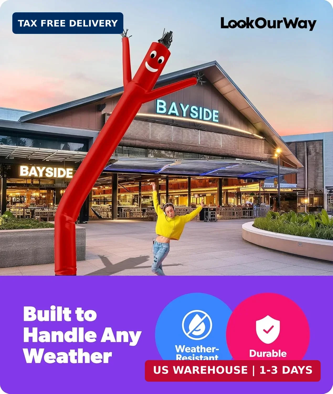 LookOurWay Air Dancers Inflatable Tube Man Attachment – 20 Feet Tall Wacky Wavin