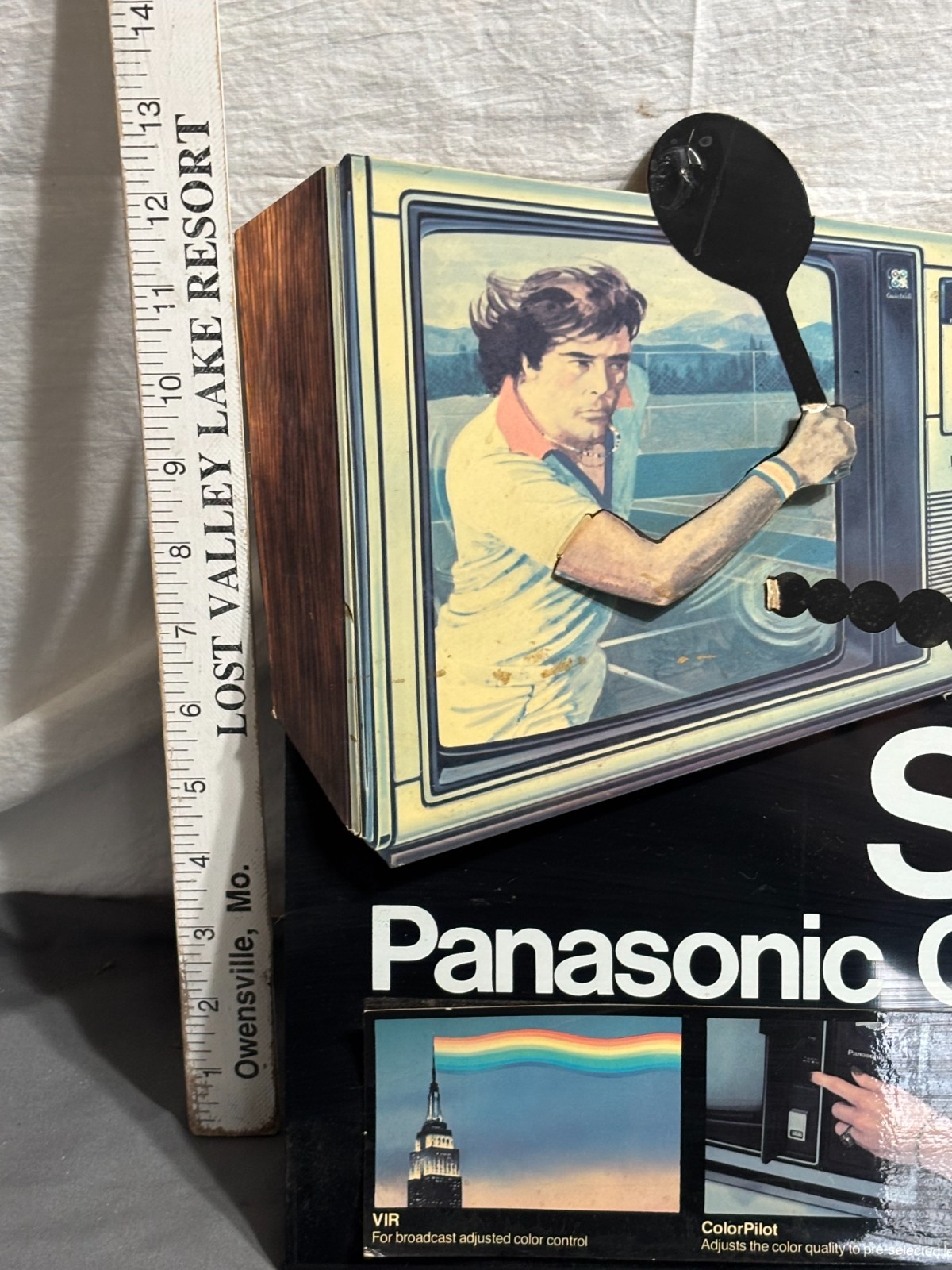 1970s PANASONIC Color Television STORE DISPLAY Advertising SO LIFE LIKE Tennis