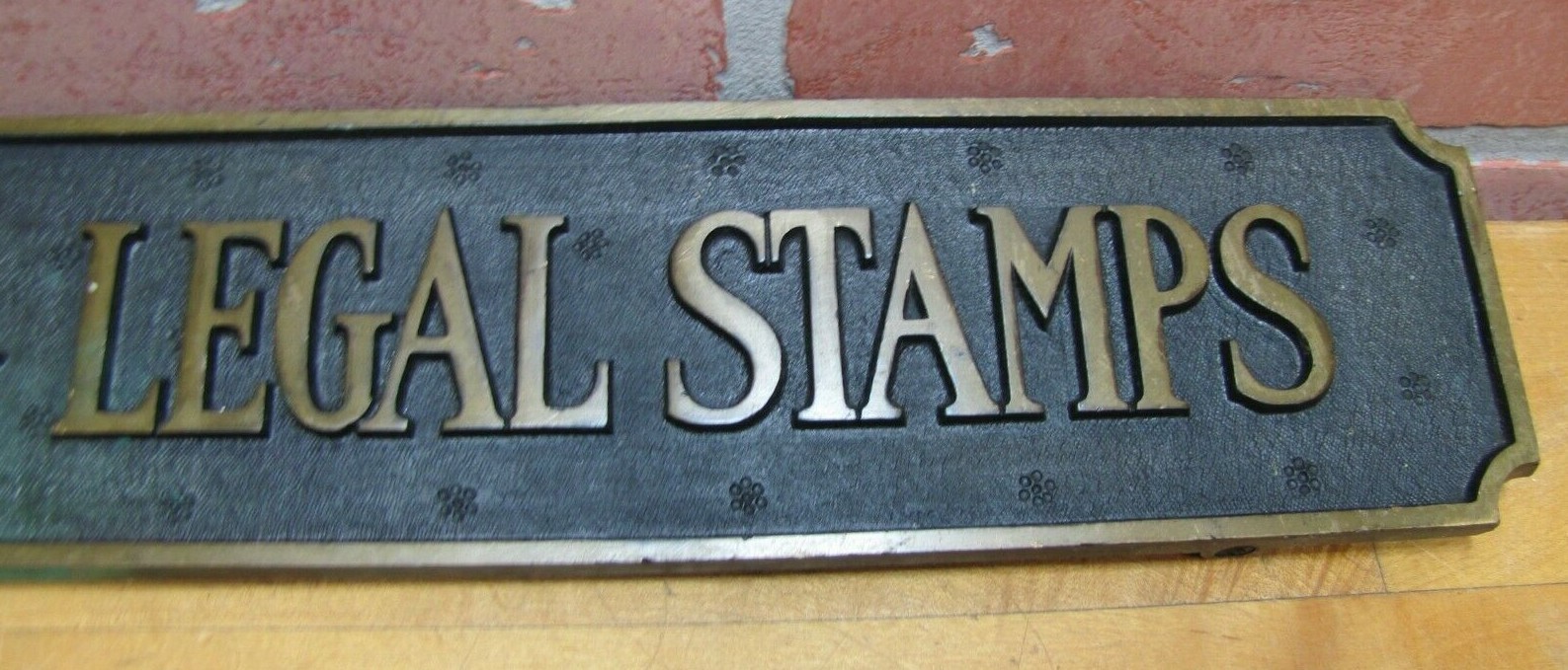 LEGAL STAMPS WE GIVE AND REDEEM Old Store Display Ad Sign HIGHTON BRONZE BOSTON