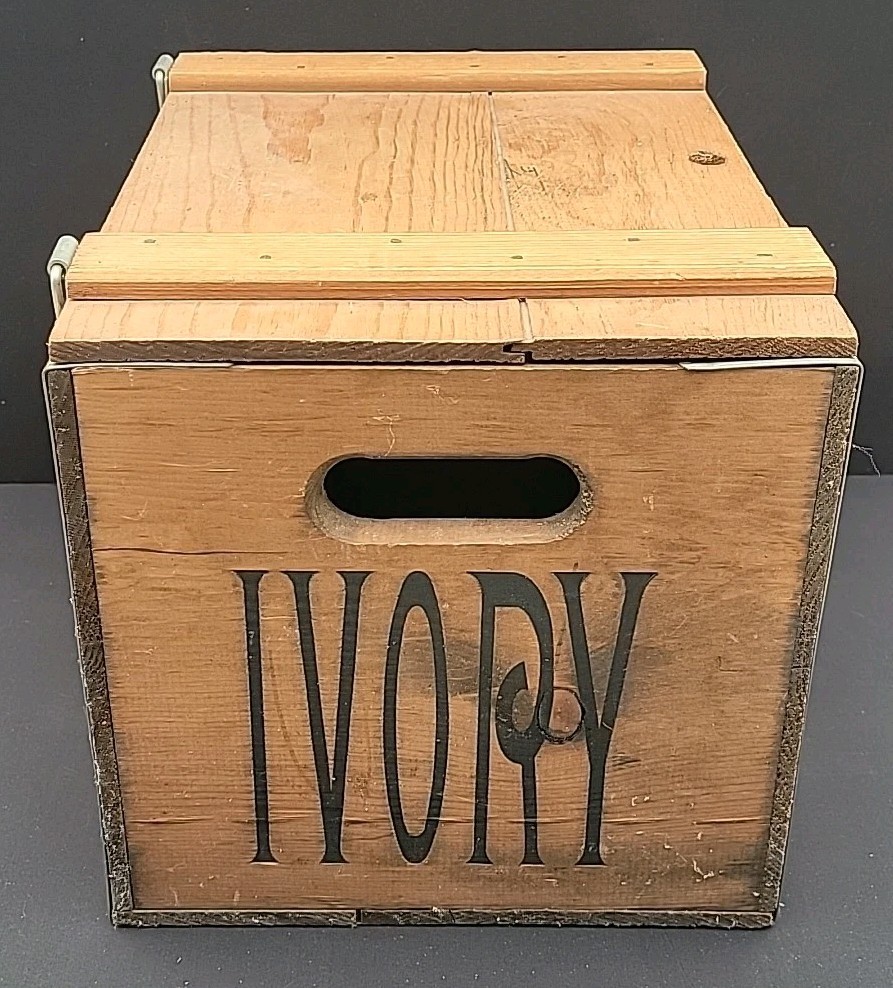 Vintage Procter & Gamble Ivory Soap Wood Advertising Crate Box with Handles 18″