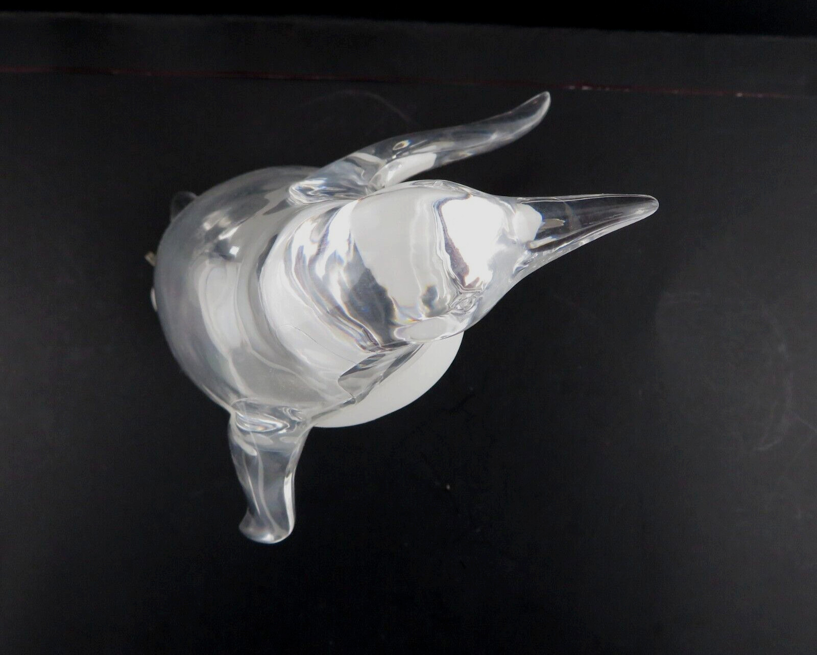 Lucite Penguin On Ice Skates MCM Clear & Frosted 8.5″T – Movie TV Prop- Vintage