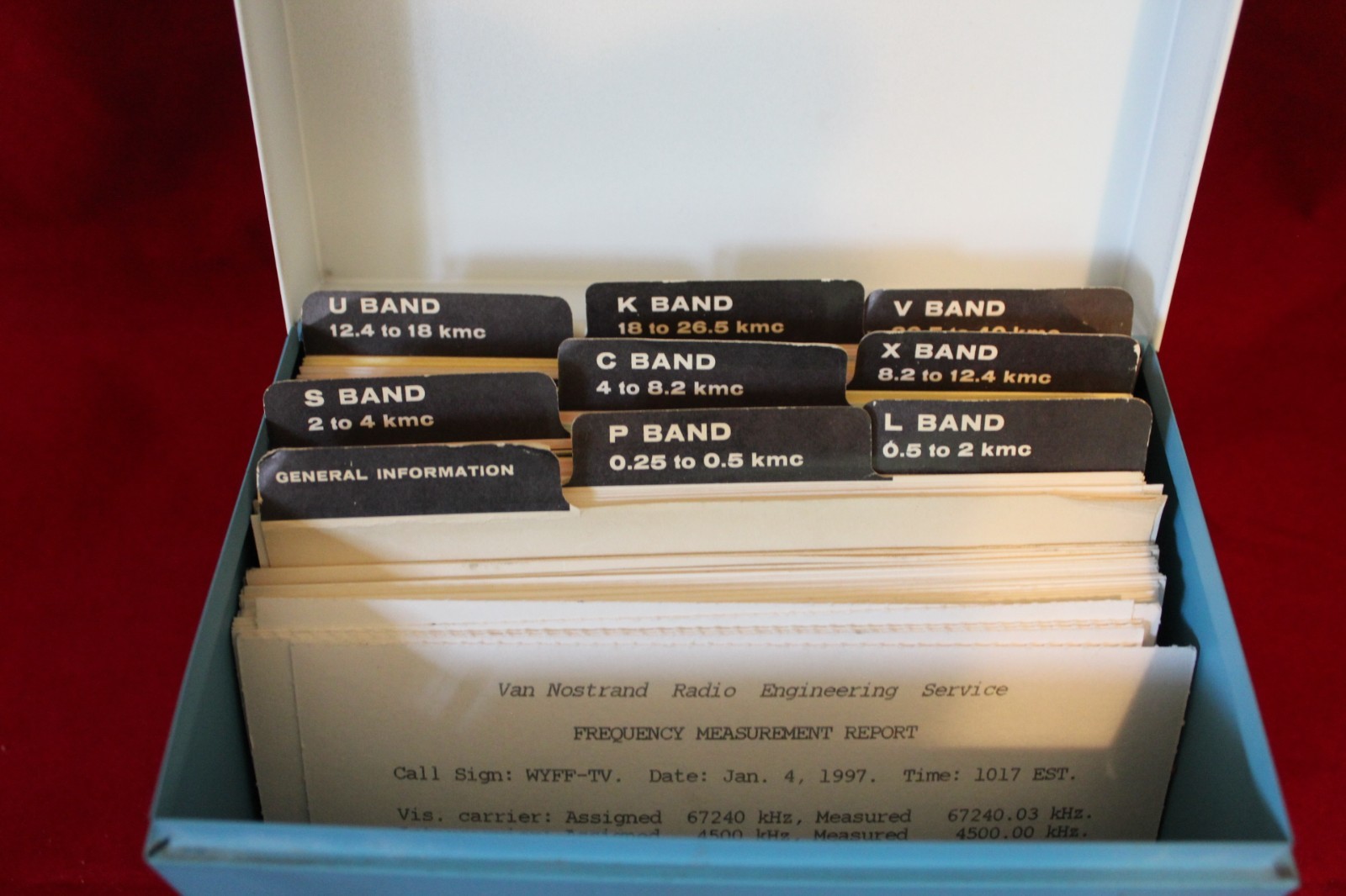 Vintage Sperry Speci-File Box Complete Cards w/ Van Nostrand WYYF TV Tech Report