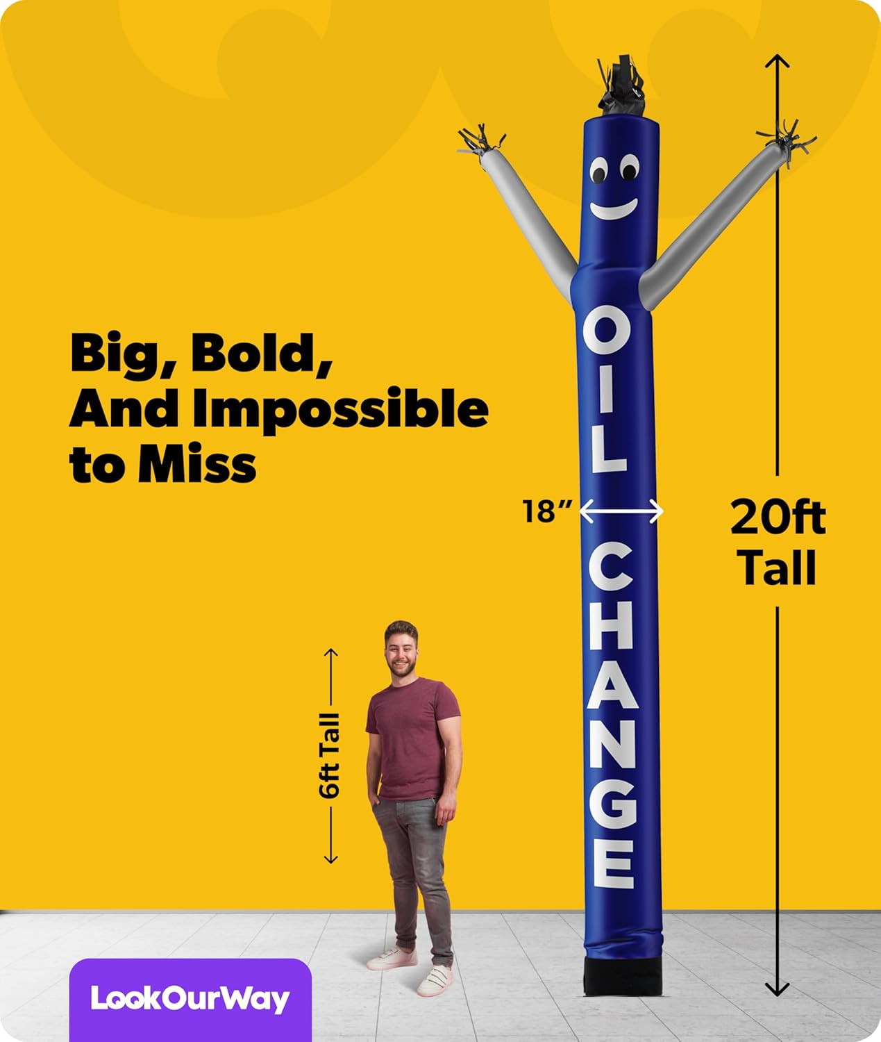 Air Dancers Inflatable Tube Man Attachment – 20 Feet Tall Wacky Waving Inflatabl