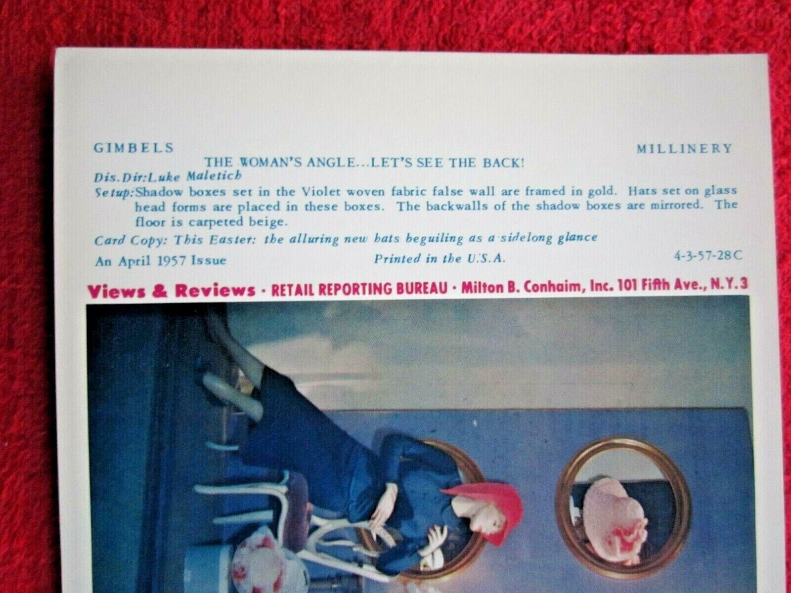 1957 GIMBELS STORE WINDOW DISPLAY THIS EASTER NEW HATS PHOTOGRAPH PRINT #47