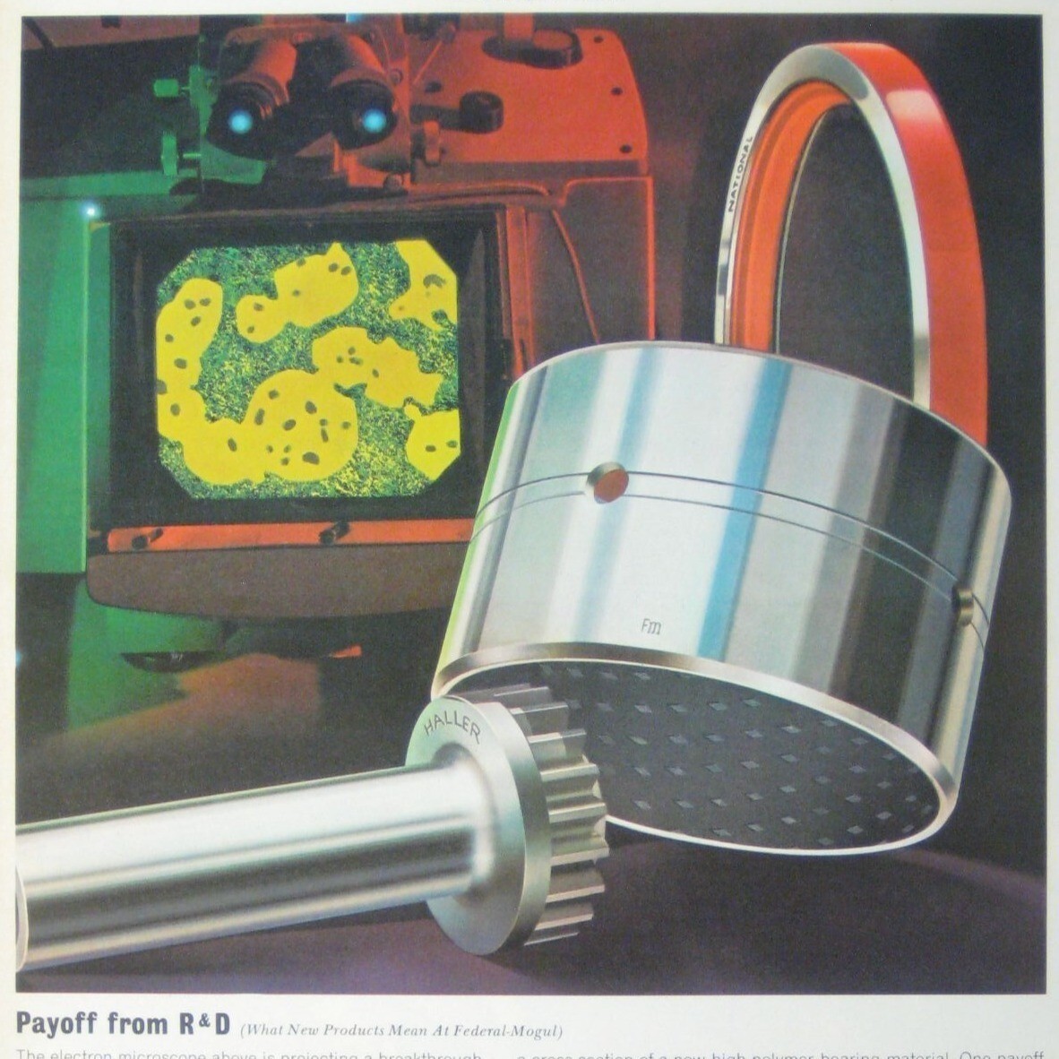 Federal Mogul Metal Piston Gear Display Print Advertising Industrial Engineering