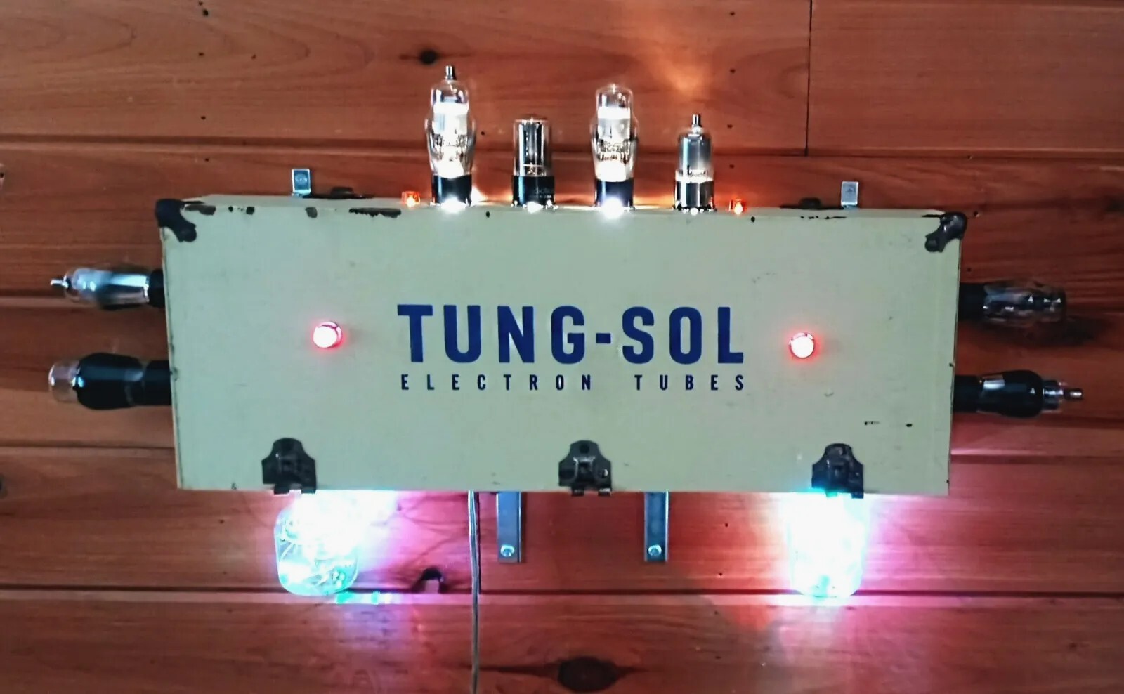Vintage Folk Art Lighted Sign Advertising Display Tung-Sol Electron Power Tube