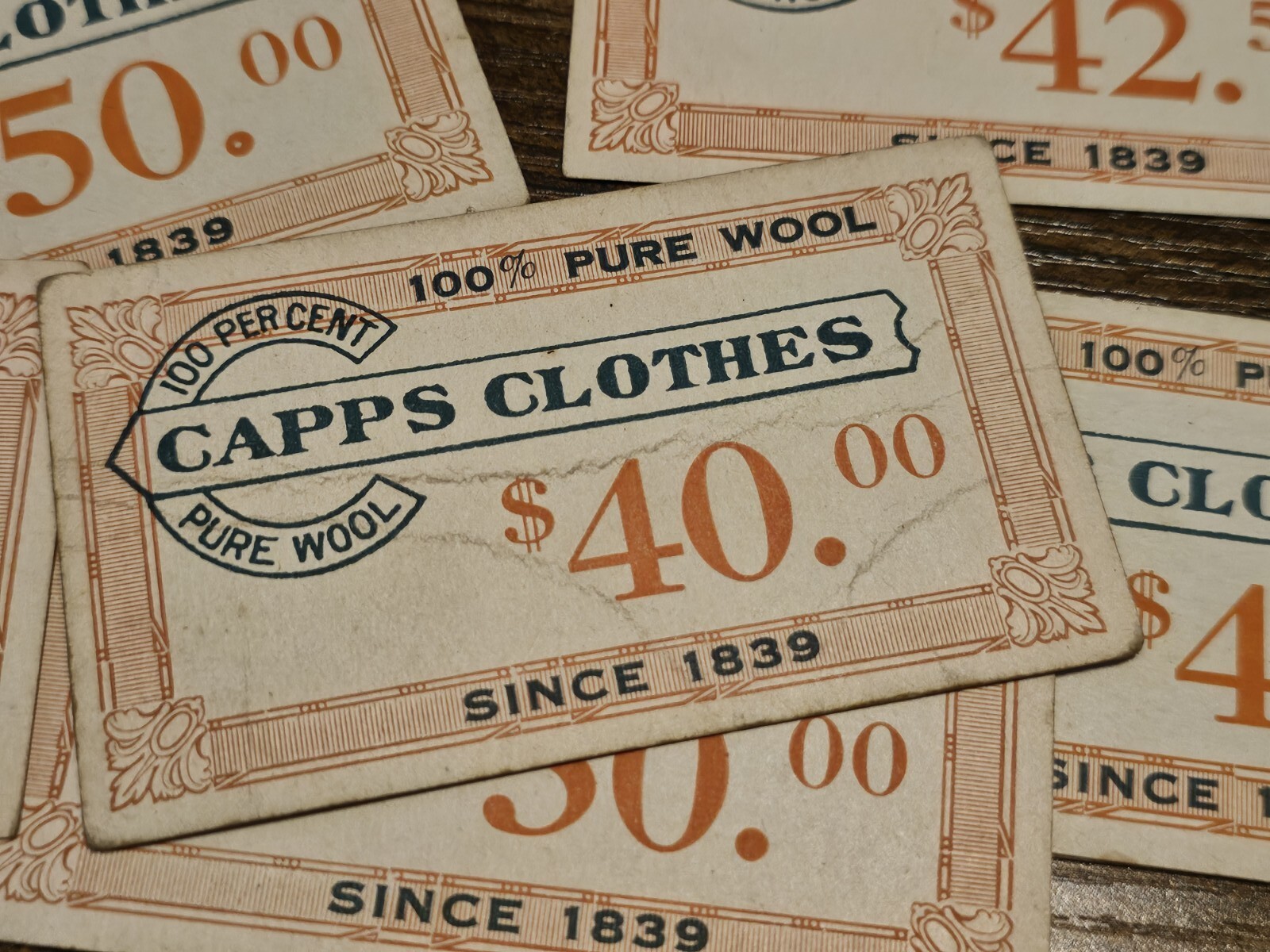 Lot Of 21 Vintage CAPPS Clothes Wool Price Tag Tickets