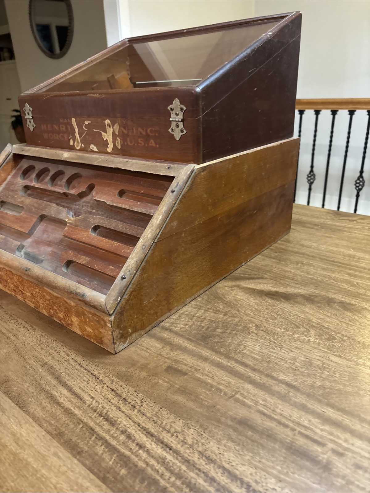 Antique Henry Hanson Co. Tap & Die – Display Case/Box -Store Display With Base