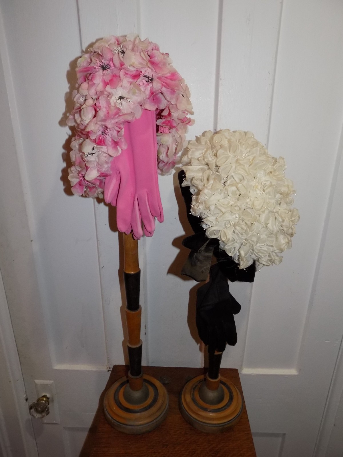 Pair of Art Deco Wooden Store Display Hat Stands