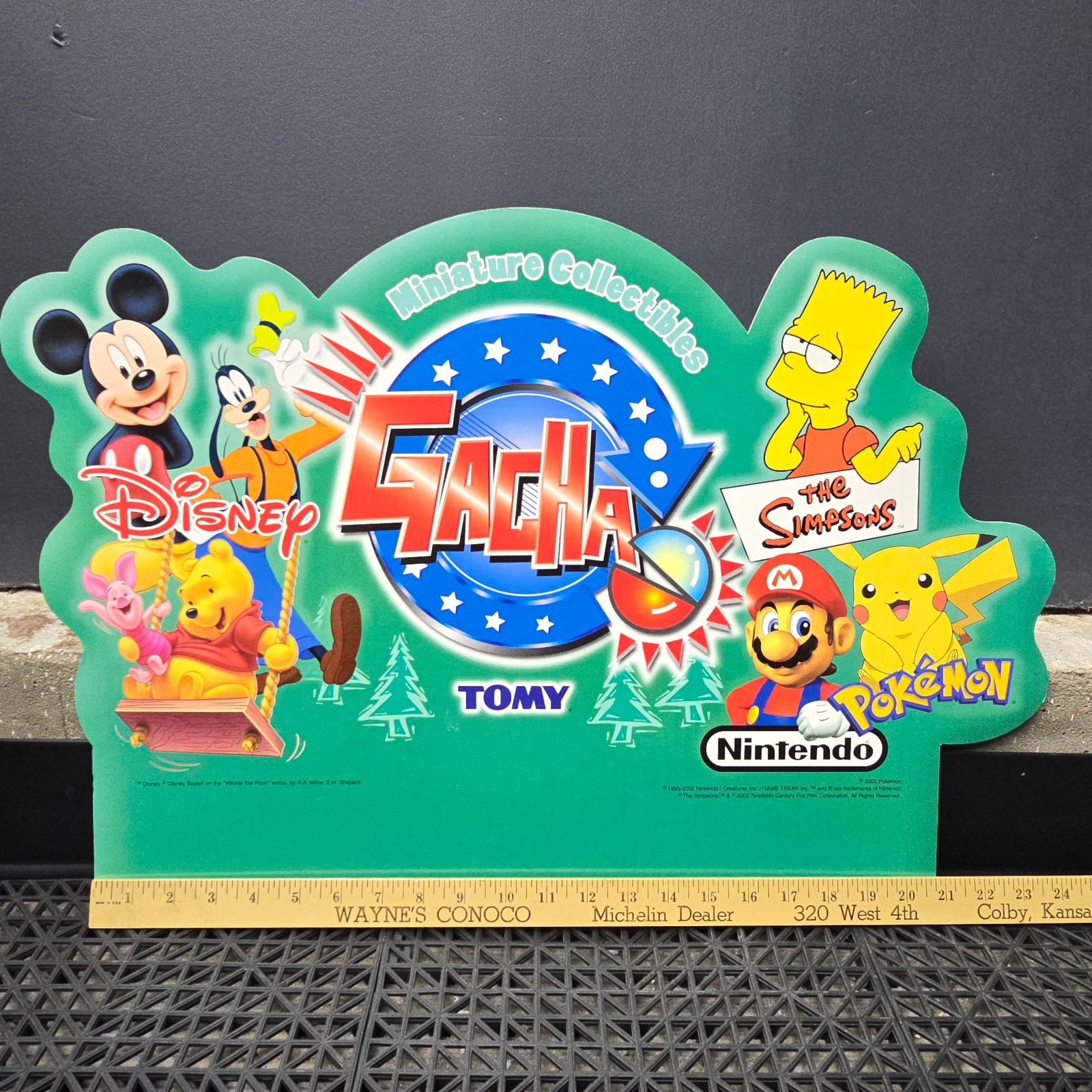 VTG 2002 TOMY Gacha Cardboard Advertising Display Disney Nintendo Pokemon *RARE*