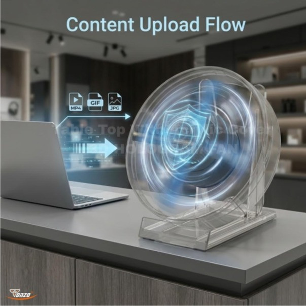 11cm Holographic LED Fan Display 3D Projector with Clear Acrylic Case Tabletop