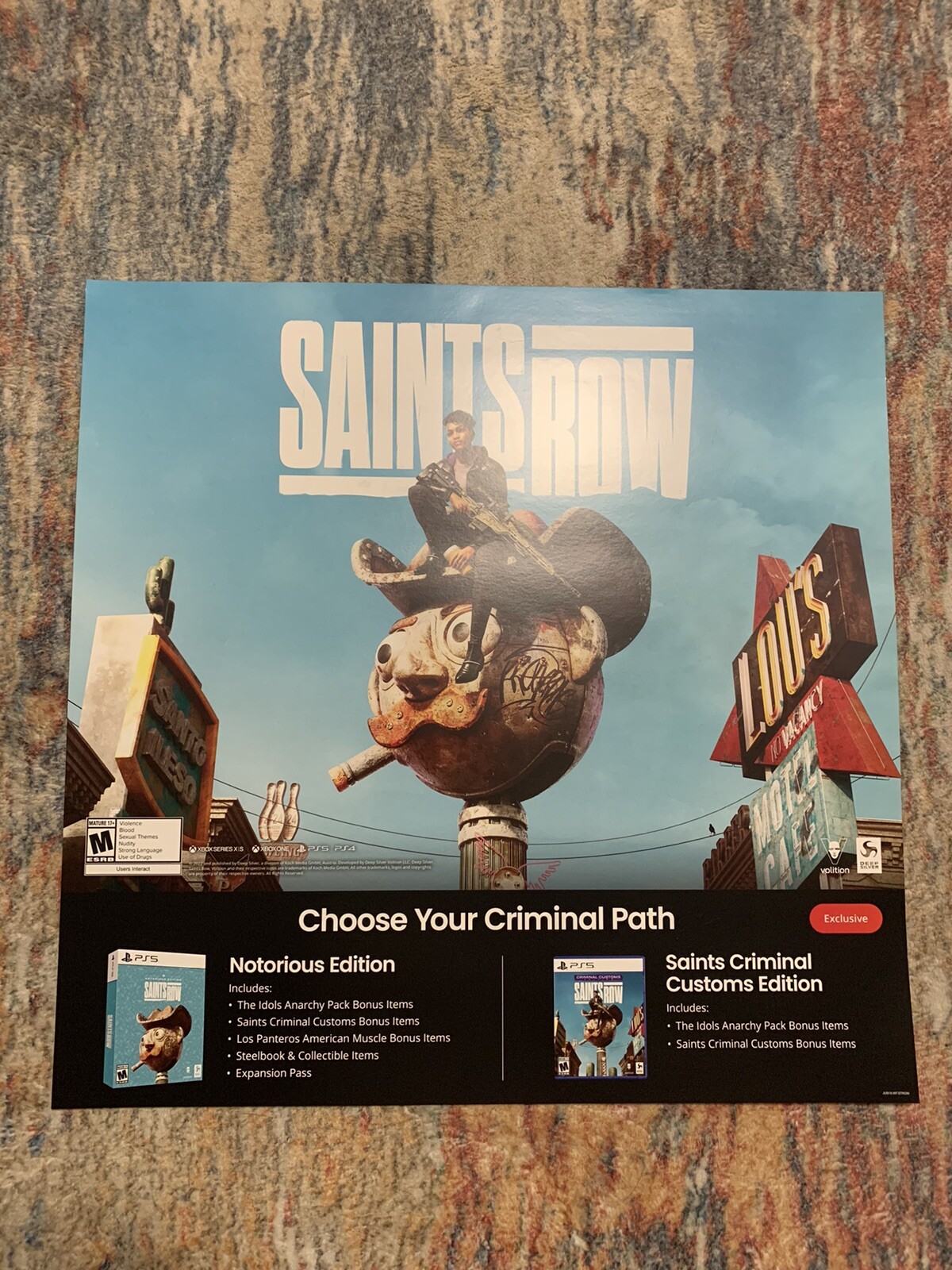 Saints Row Playstation PS5 Promo Store Sign Advertisement GameStop Display Ad
