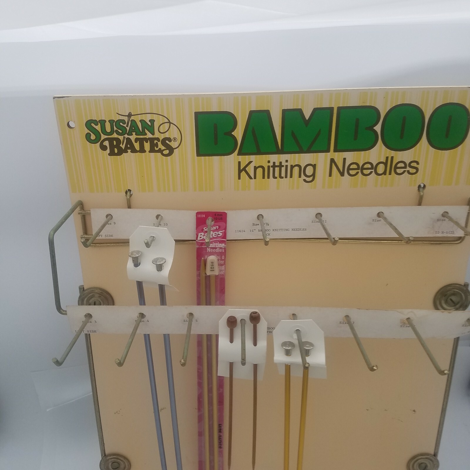 Vintage Susan Bates Bamboo Knitting Needle Metal Counter Top Store Display