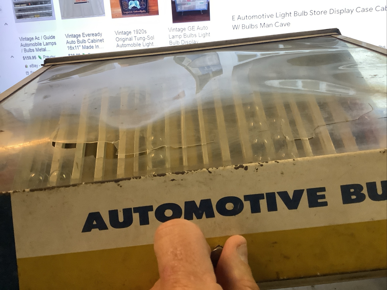 Vintage GE Automotive Light Bulb Store Display Case/Cabinet W/Bulbs