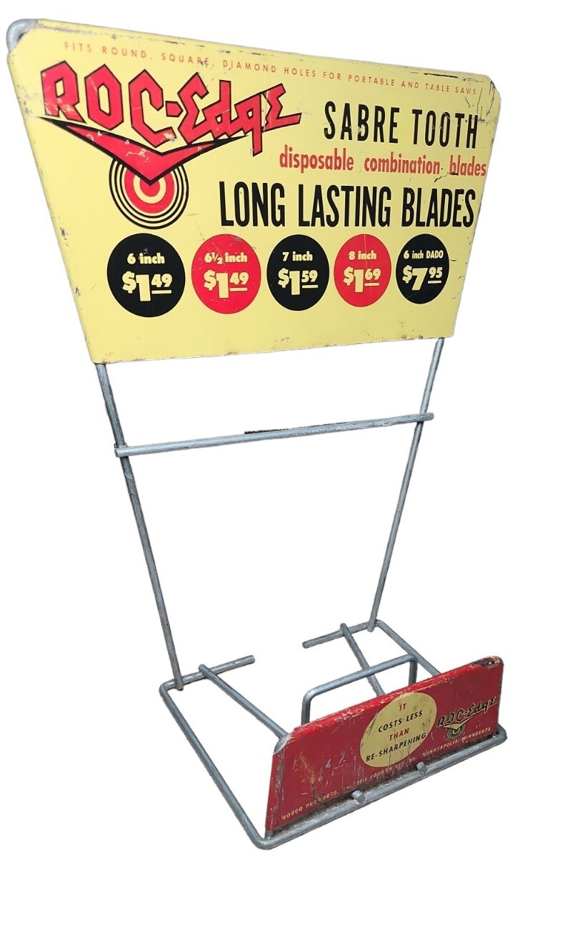 Vintage Roc-Edge Sabre Tooth Saw Blades Store Counter Advertising Display RARE