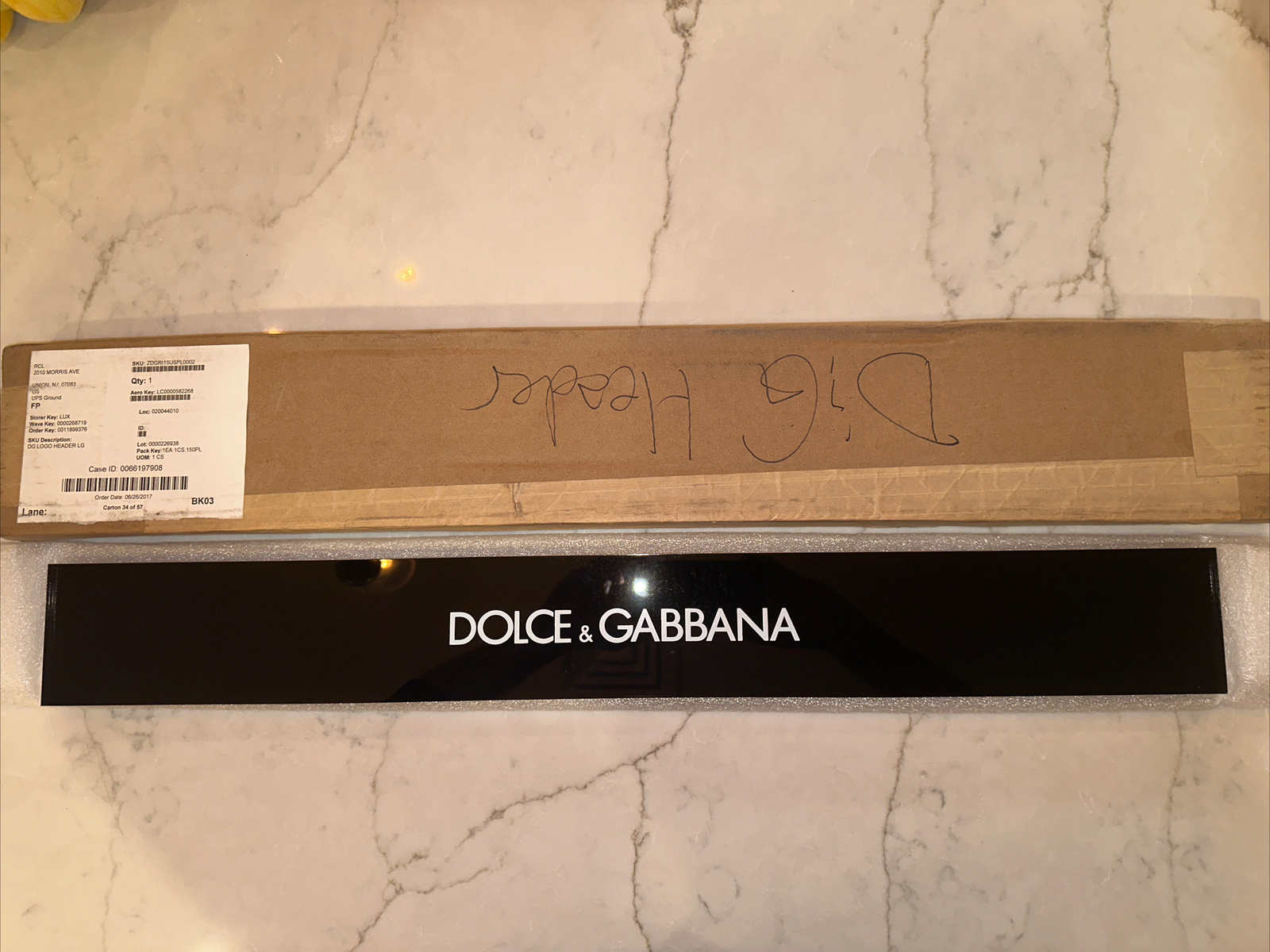DOLCE & GABBANA BLACK LOGO PLAQUE IN PLEXIGLASS,ORIGINAL