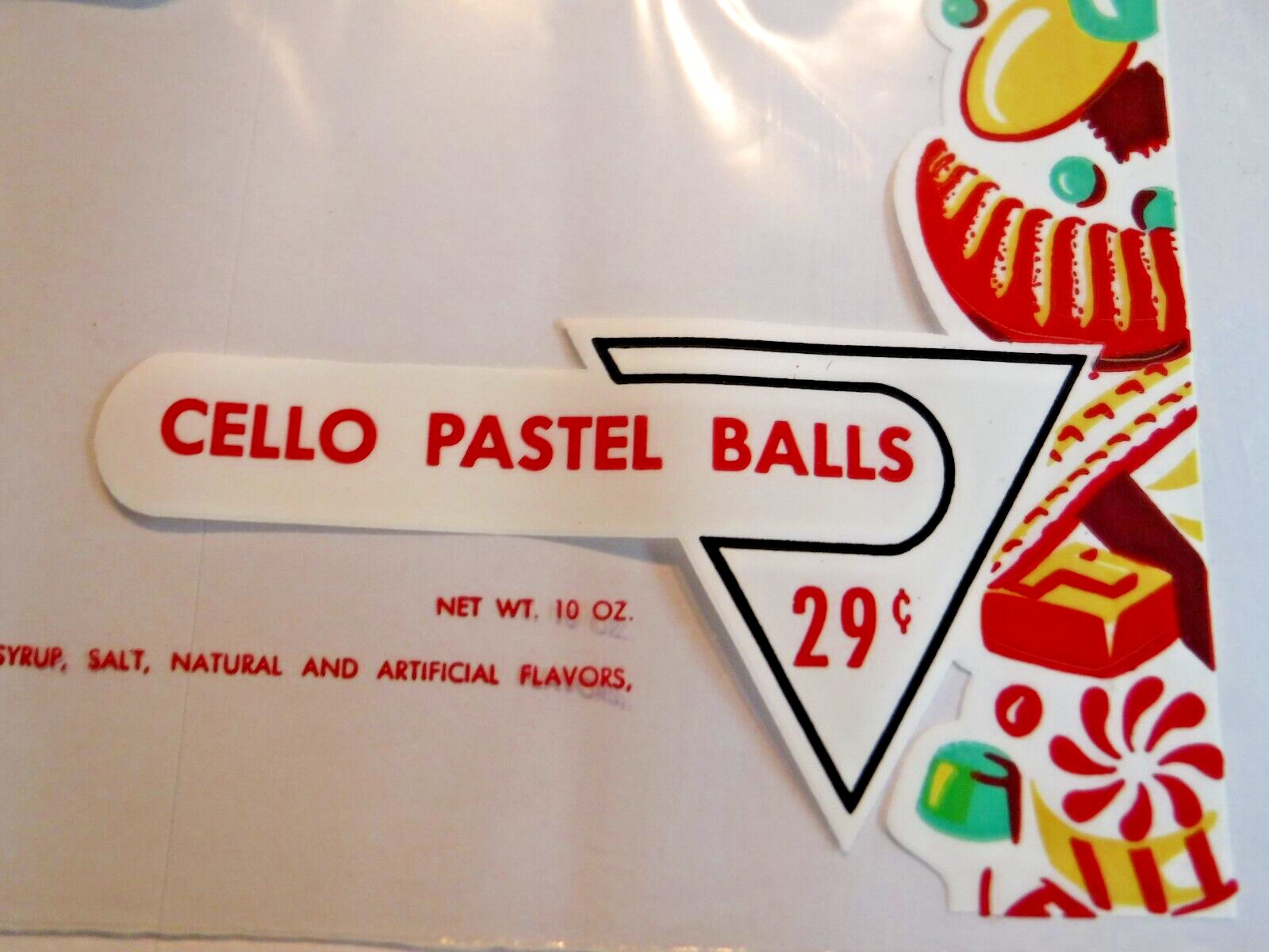 Vintage~FAIRWAY FOODS~PLASTIC TREAT BAG~MOVIE TV PROP~Display~Candy~Pastel Balls