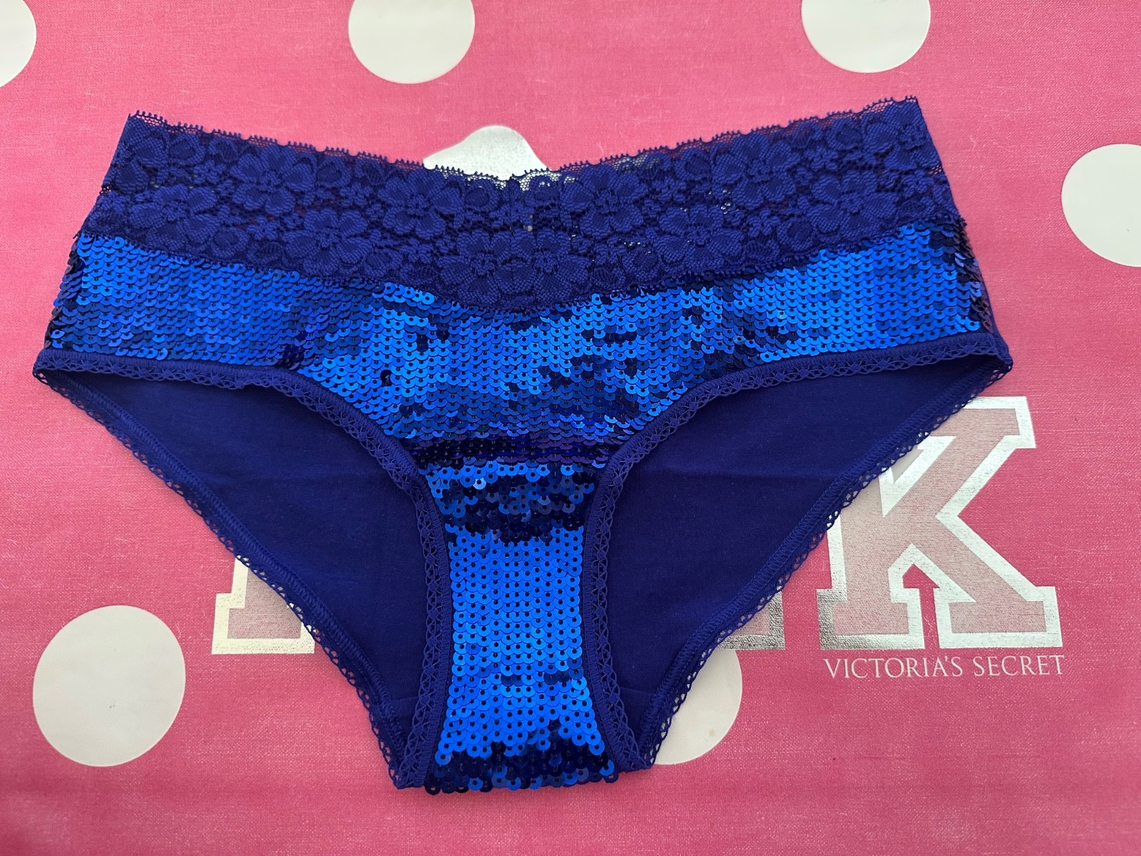 New Rare Limited edition Victoria’s Secret PINK Extra Low Rise Hipster Blue Sz S