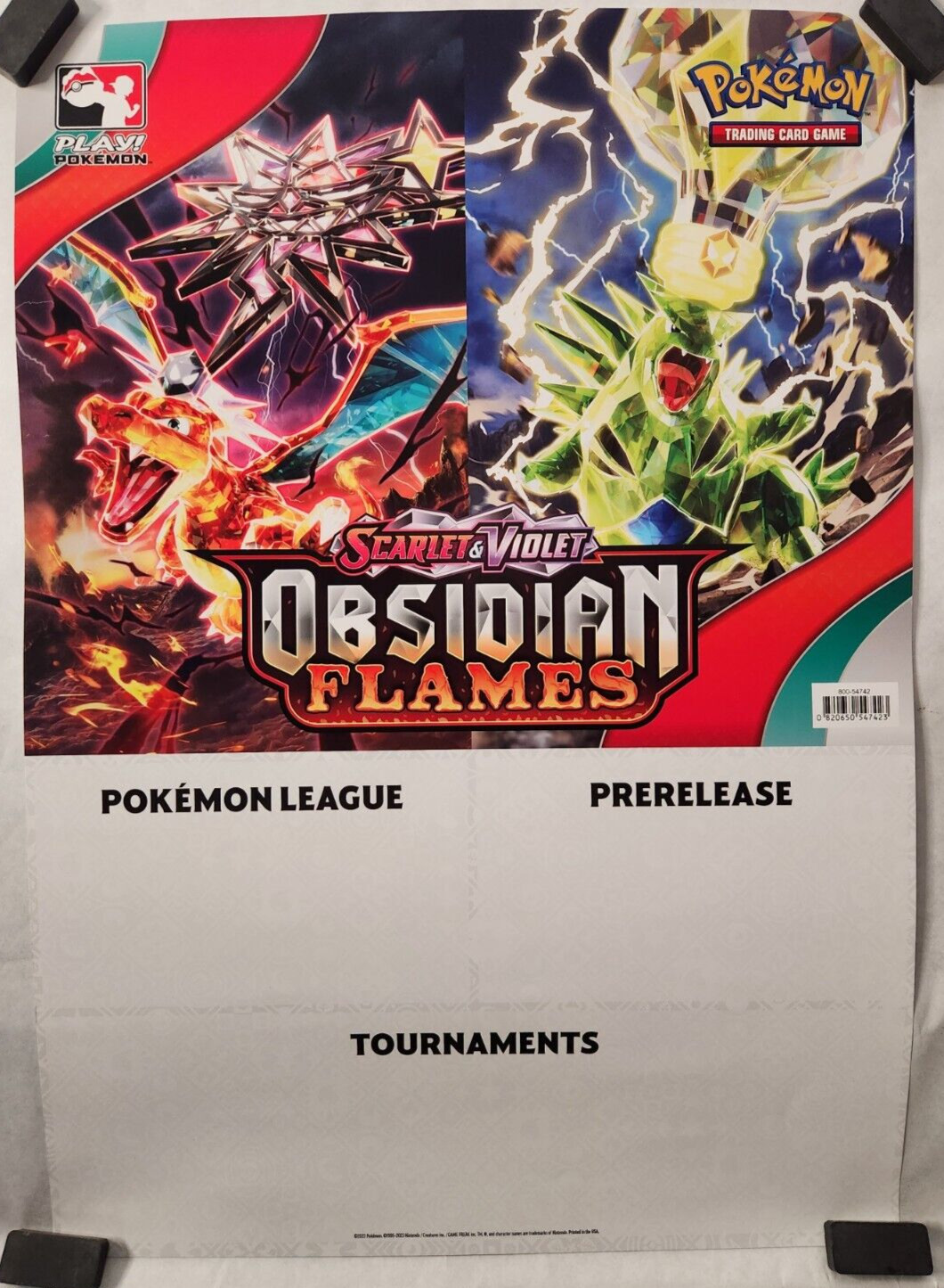 2023 Pokemon Obsidian Flames Store Display Prerelease Poster 23″ X 16.5″ NEW