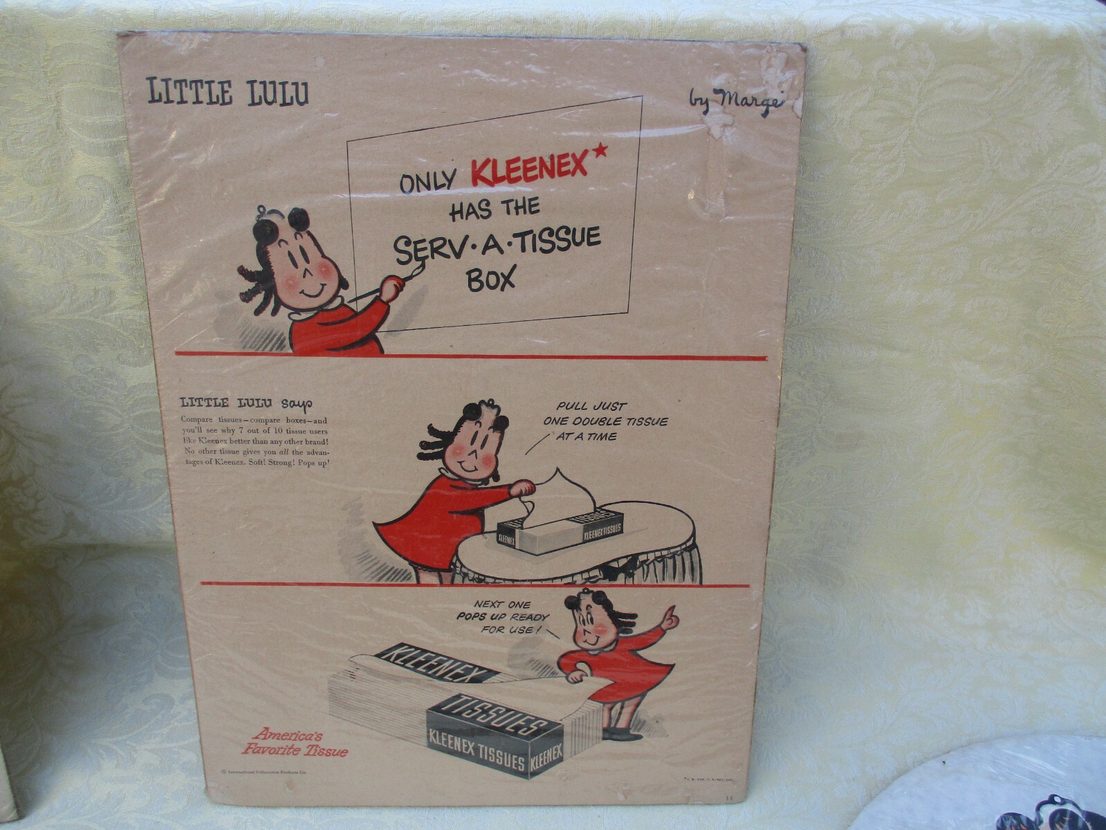 1950 Little Lulu & Kleenex Original Print Ad and Counter Display