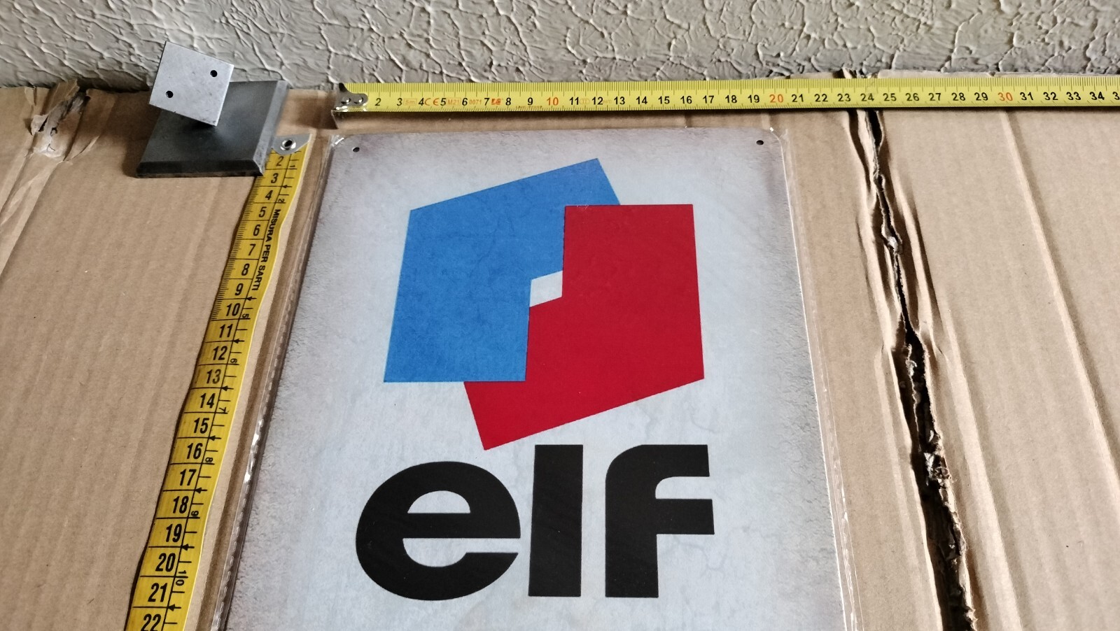Elf Motor Oil Brand Collectible Metal Advertising Sign Table
