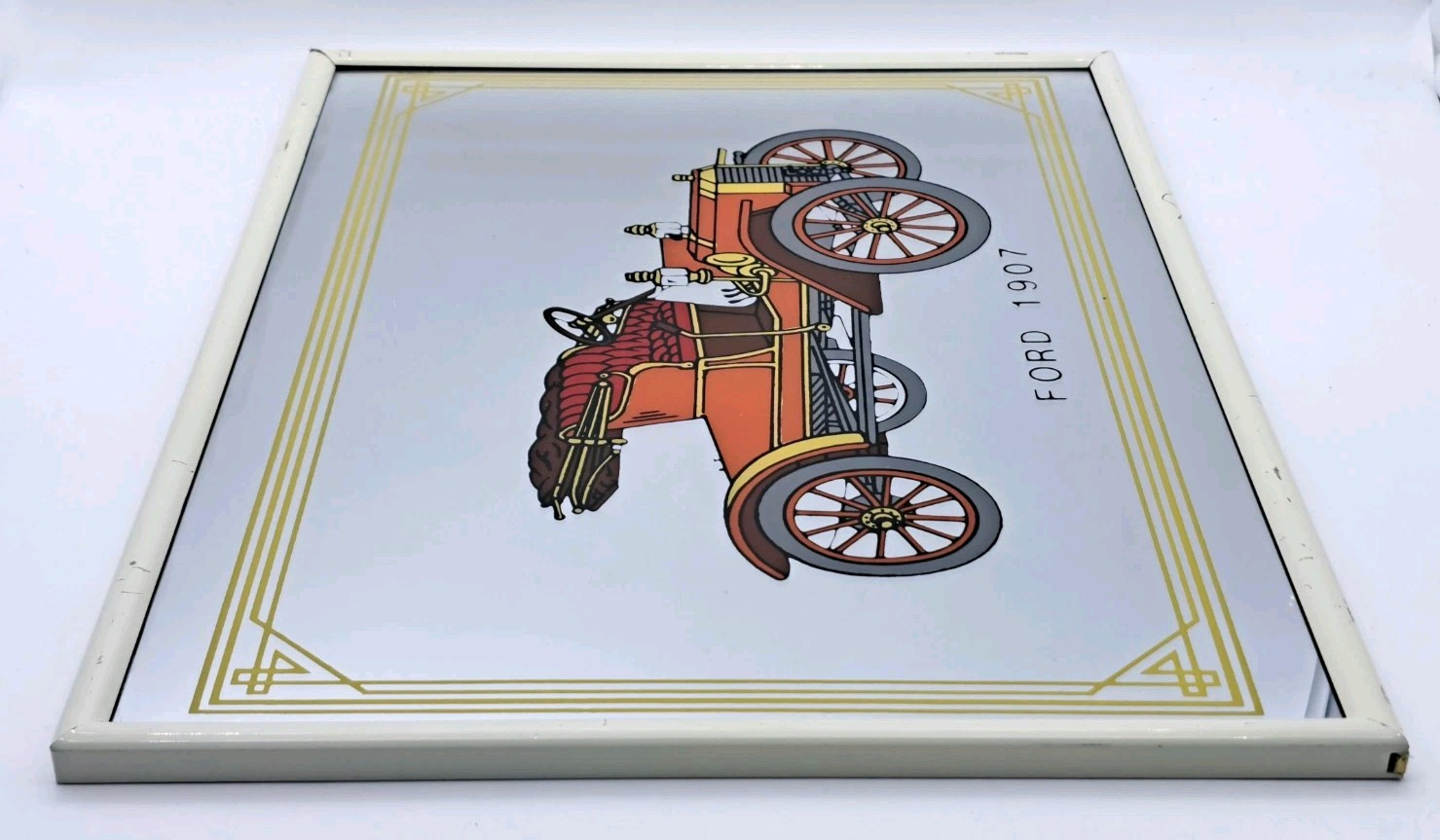 MIRROR ADVERTISING FRAME/FRAME-FORD 1907 VINTAGE CAR/OLD CAR-VINTAGE