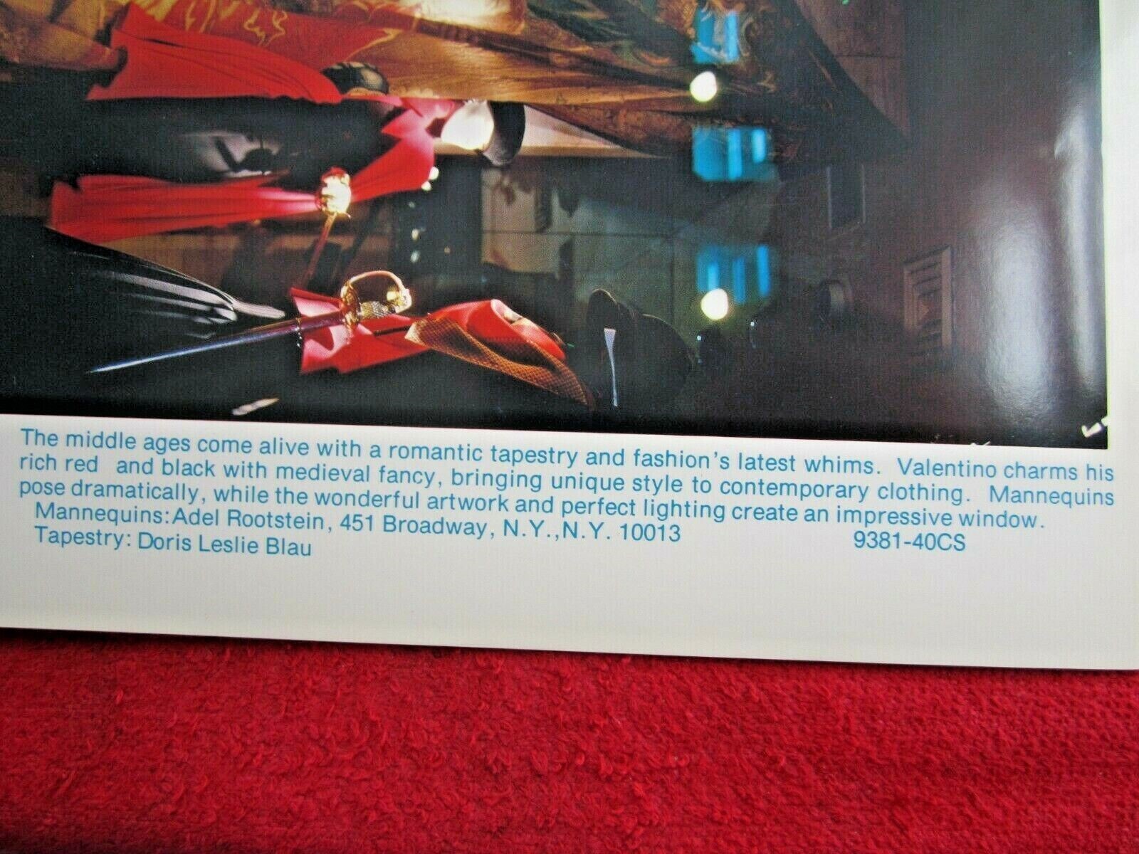 1981 VALENTINO NY STORE WINDOW DISPLAY MEDIEVAL FANCY PHOTOGRAPH PRINT #341