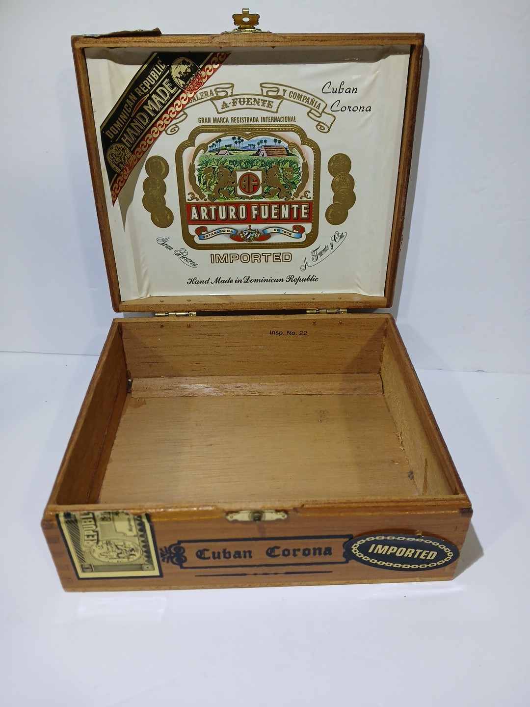 Arturo Fuente Wooden Empty Cigar Box Cuban Corona Empty