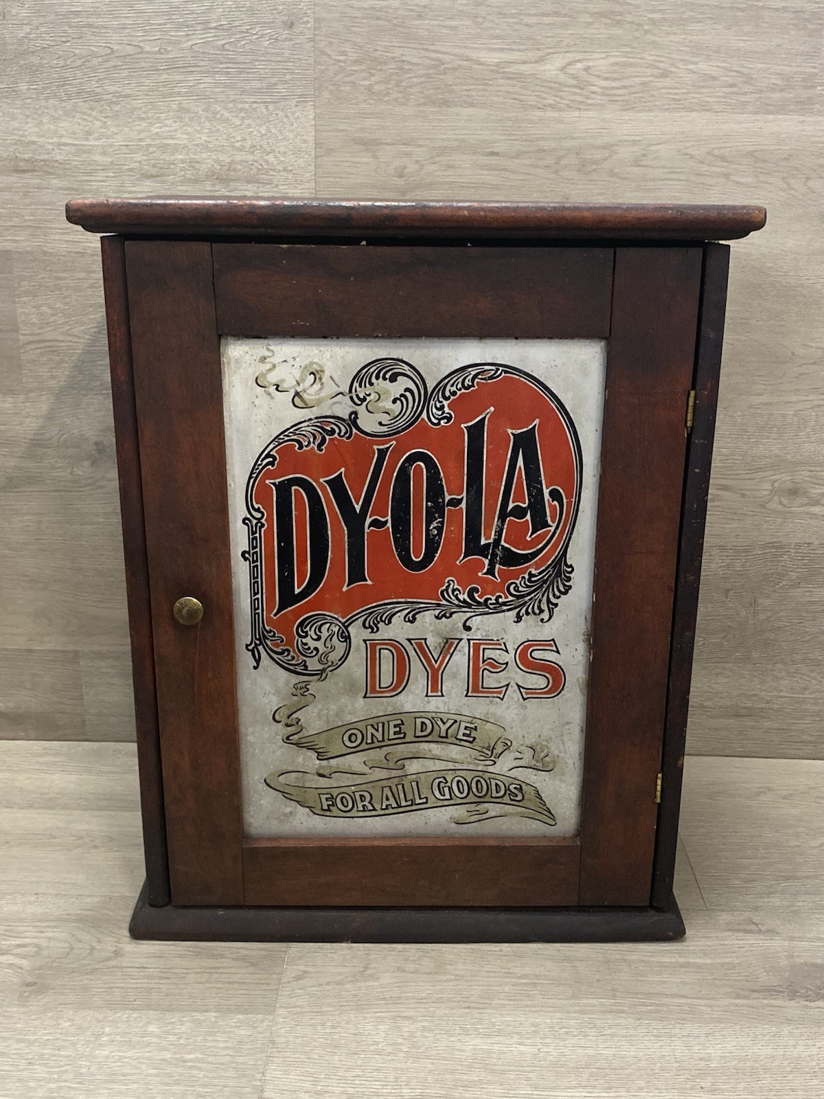 Antique Dyola Dyes Enamel Metal Store Counter Display Cabinet Advertising