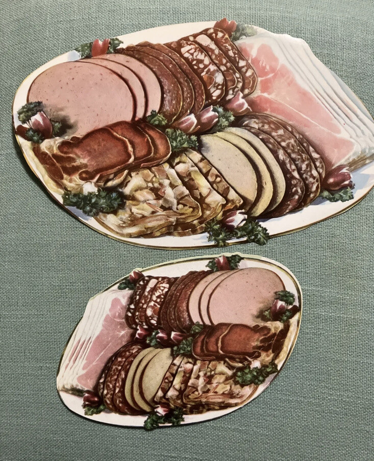 VTG Rare 1940s PAPER THIN Woolworth’s 13 Dinner Displays Advertise Meat Trays