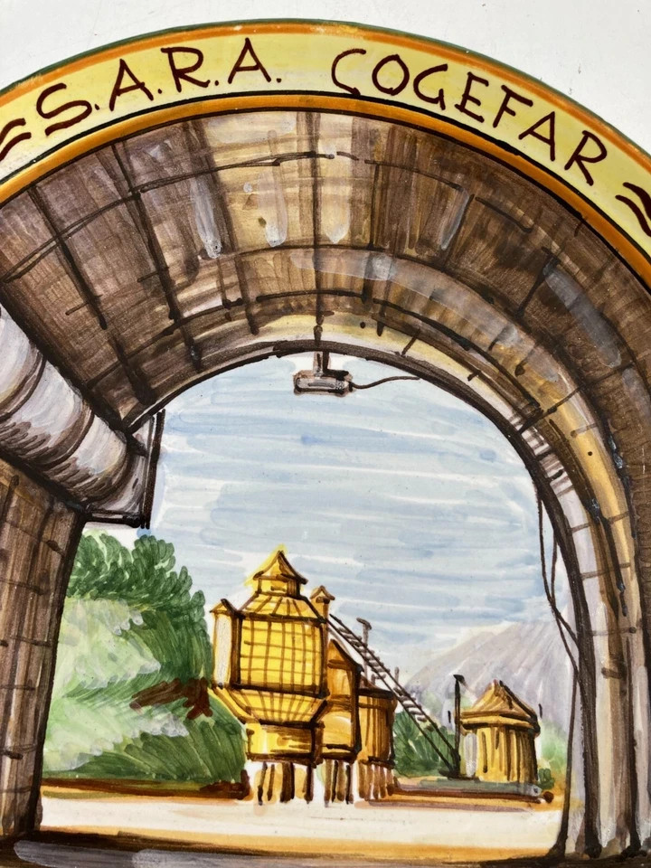 COLLECTIBLE CERAMIC_ADVERTISING PLATE_COGEFAR_GALLERIA MONTE S. ROCCO_’900