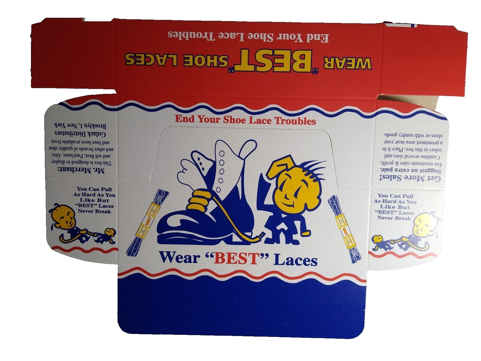 Best Shoe Laces Vintage Product Graphic Box 1950’s Brooklyn New York NOS Retro